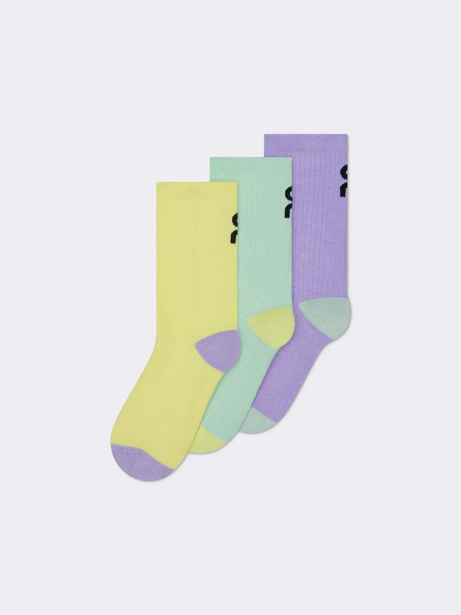 Детские высокие носки с логотипом, комплект из трех пар, Logo Sock High 3P, On, Bloom/Creek — изображение 5 из 5