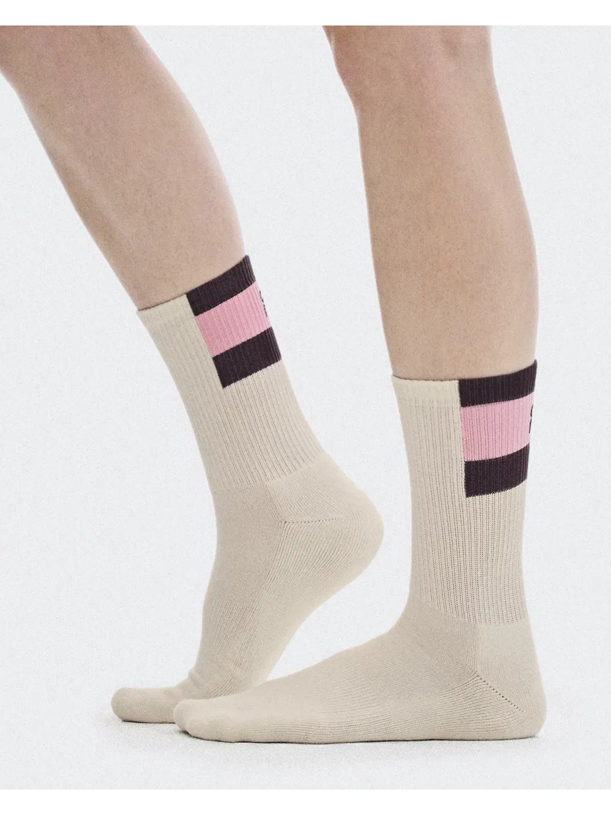 Детские высокие носки с полосатой вставкой Courtside Sock High 2P On — изображение 3 из 5, слоновая кость