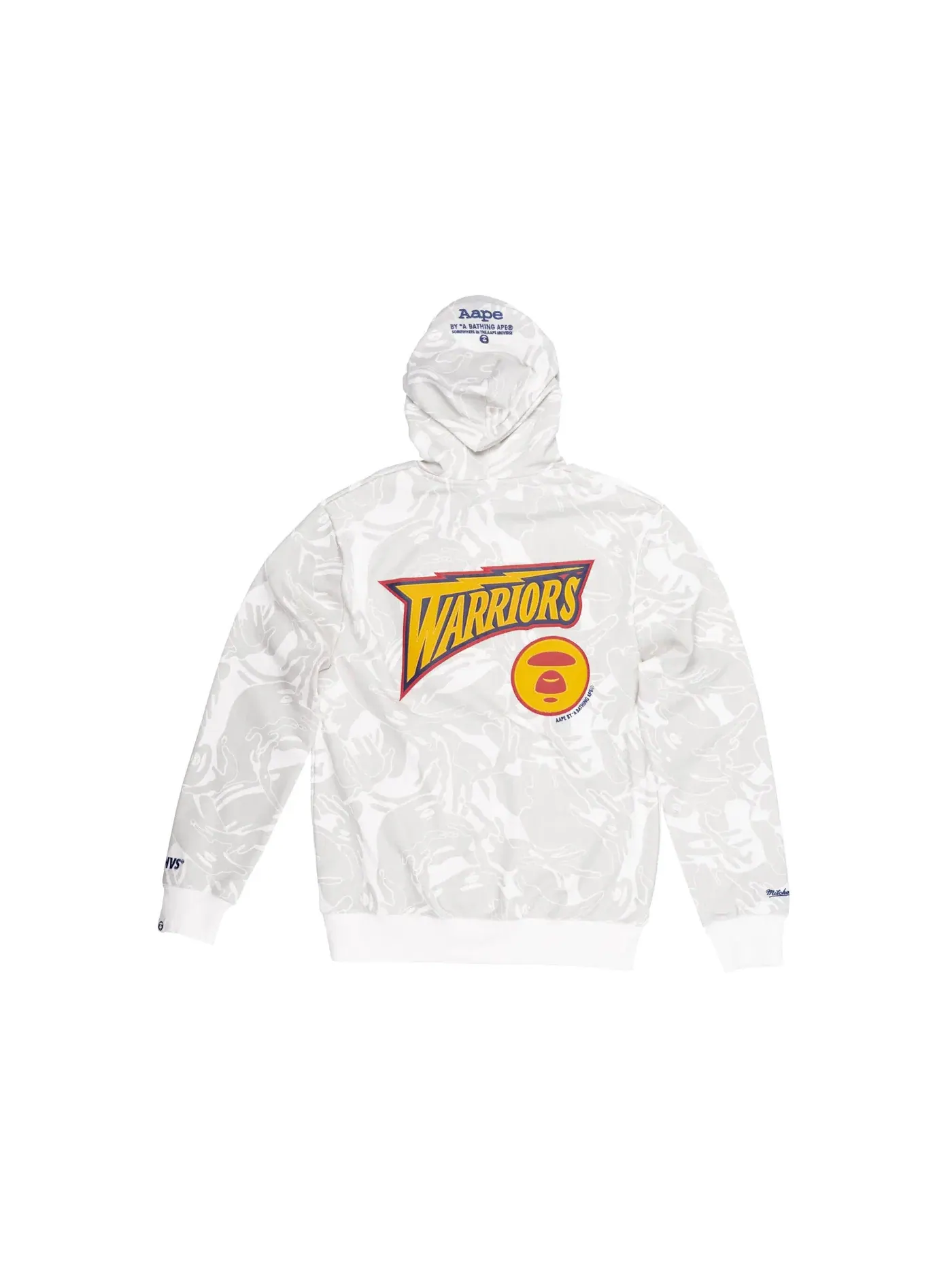 Мужской худи Aape x Mitchell & Ness Golden State Warriors BAPE — изображение 2 из 2, белый