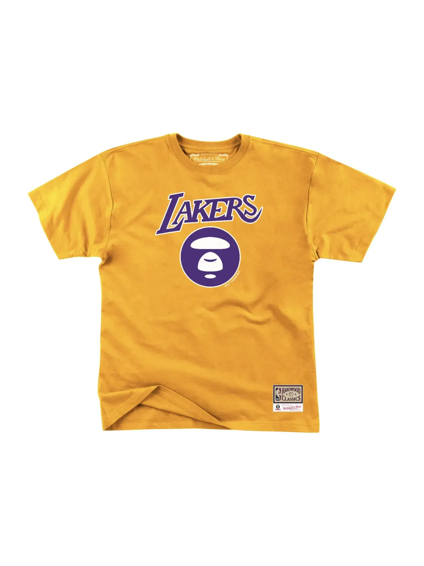 Мужская футболка с принтом BAPE x Mitchell & Ness Los Angeles Lakers Tee BAPE — изображение 1 из 2, желтый