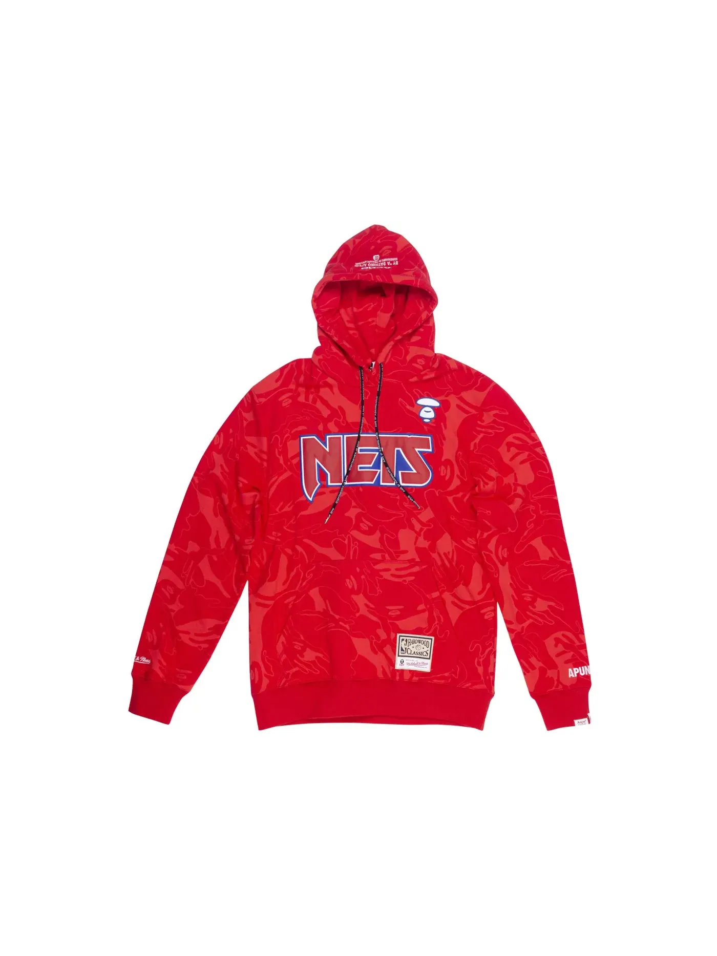 Мужская худи с длинным рукавом Aape x Mitchell & Ness New Jersey Nets BAPE — изображение 1 из 2, красный