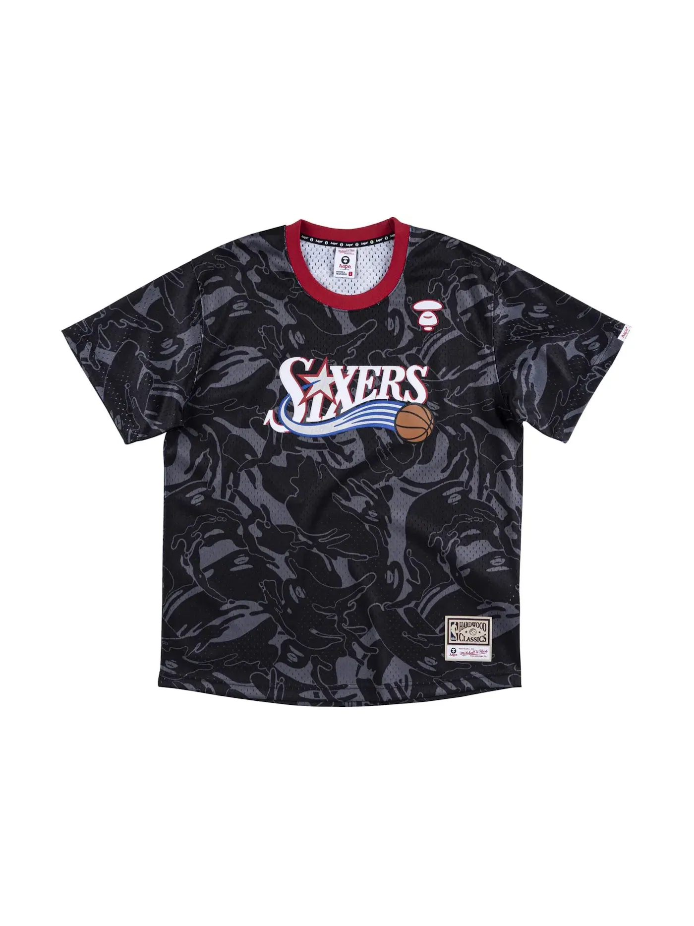 Мужская баскетбольная джерси с принтом Aape x Mitchell & Ness Philadelphia 76ers BP Jersey BAPE — изображение 1 из 2, черный