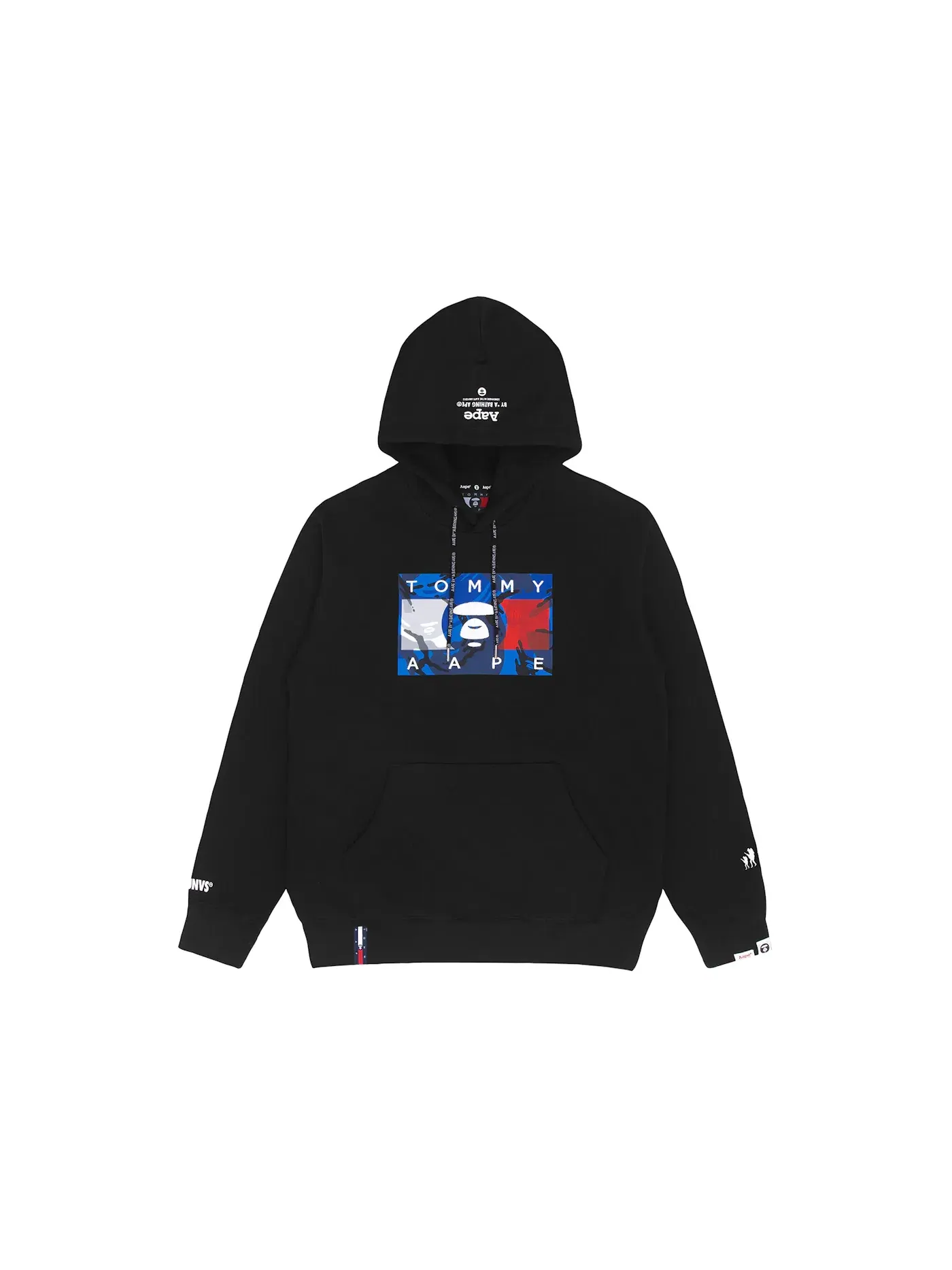 Мужская худи с принтом BAPE x Tommy Logo Hoodie BAPE — изображение 1 из 2, черный