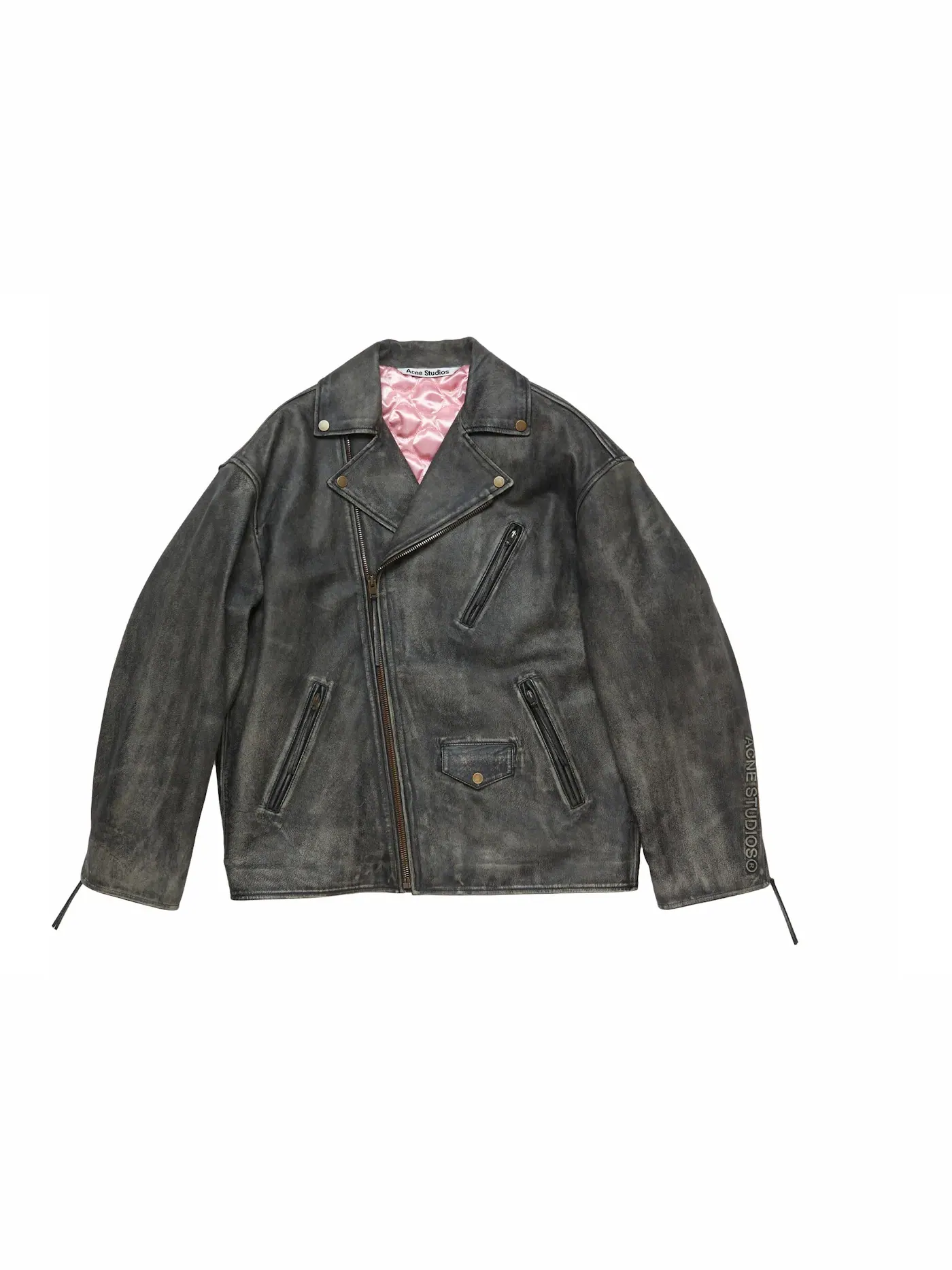 Мужская кожаная куртка distressed Acne Studios — изображение 1 из 1, черный