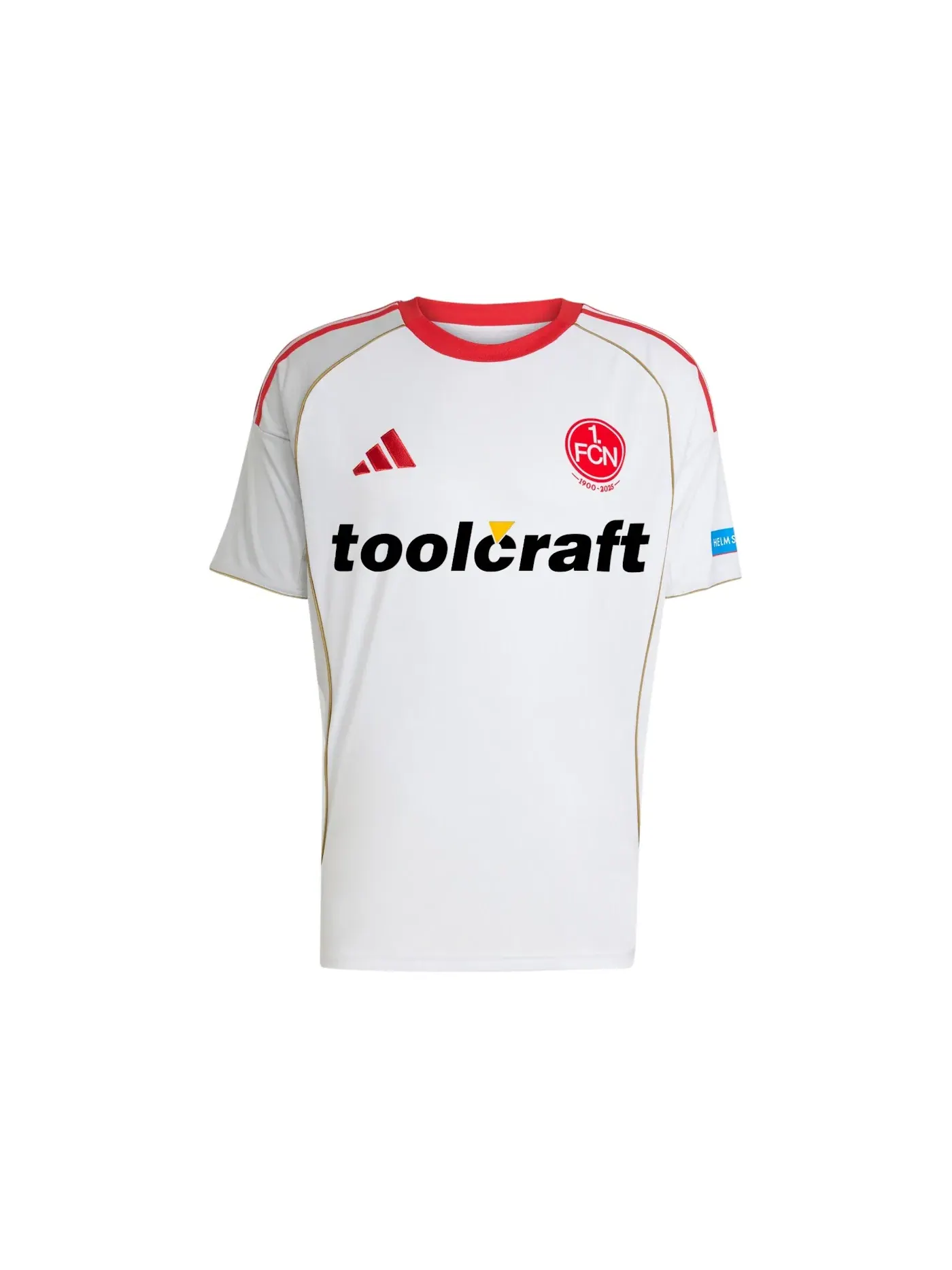 Мужская футболка с принтом Adidas 1. FC Nurnberg 25/26 Away Jersey — изображение 1 из 1, белый светлый серый