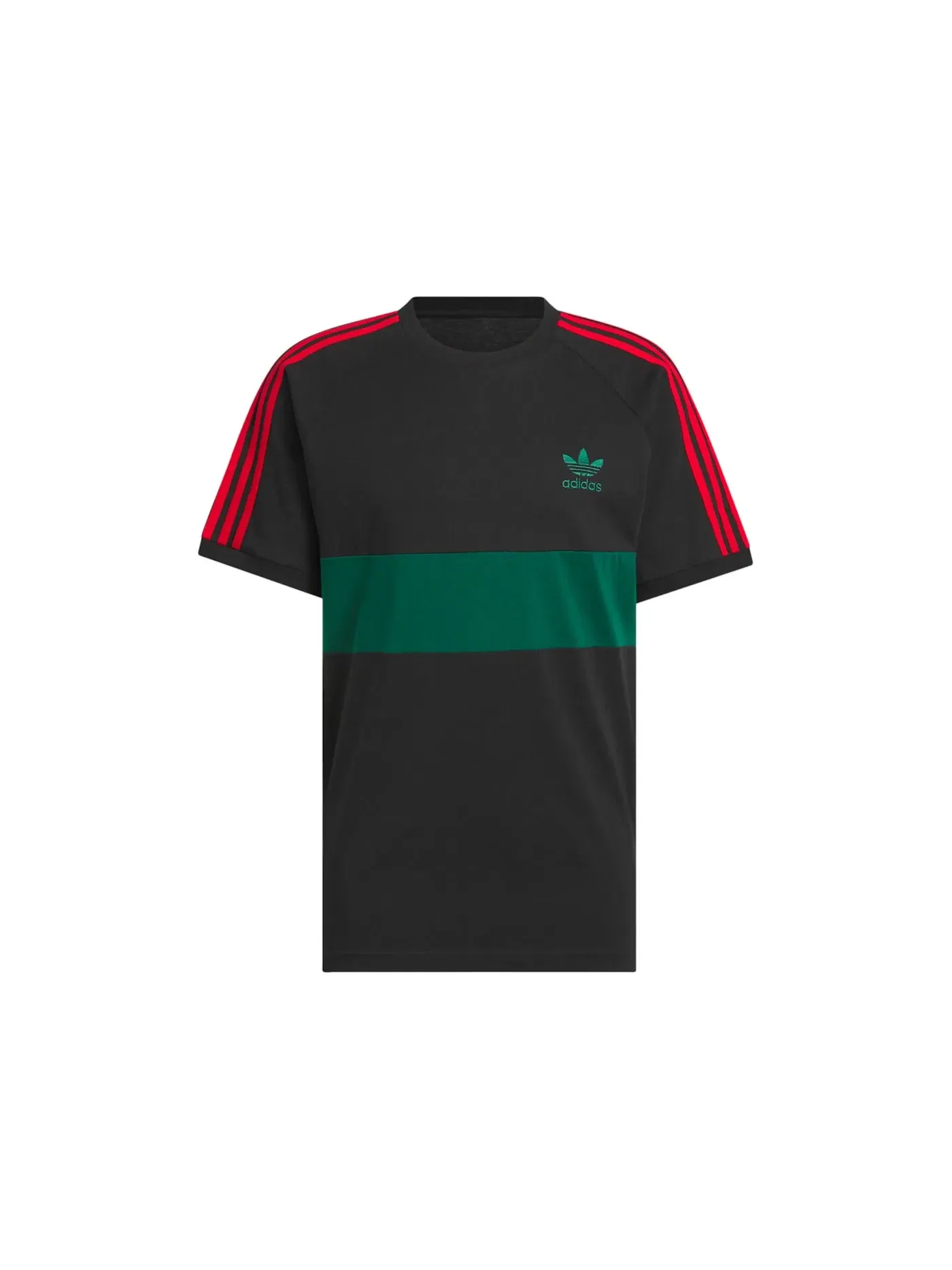 Мужская футболка с контрастными вставками Adidas Tee — изображение 1 из 1, черный зеленый