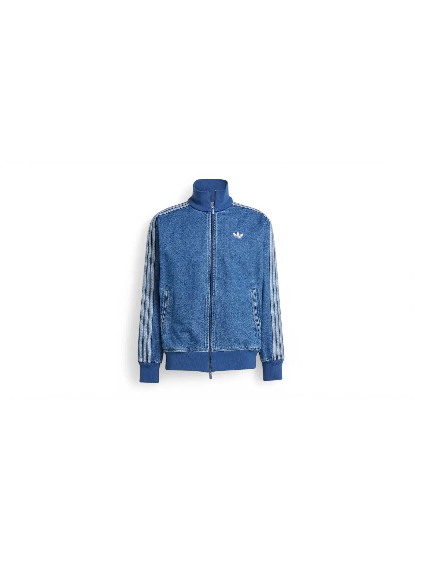 Мужская куртка-трак-топ джинсовая Adicolor Denim Firebird Adidas — изображение 1 из 1, синий джинсовый синий