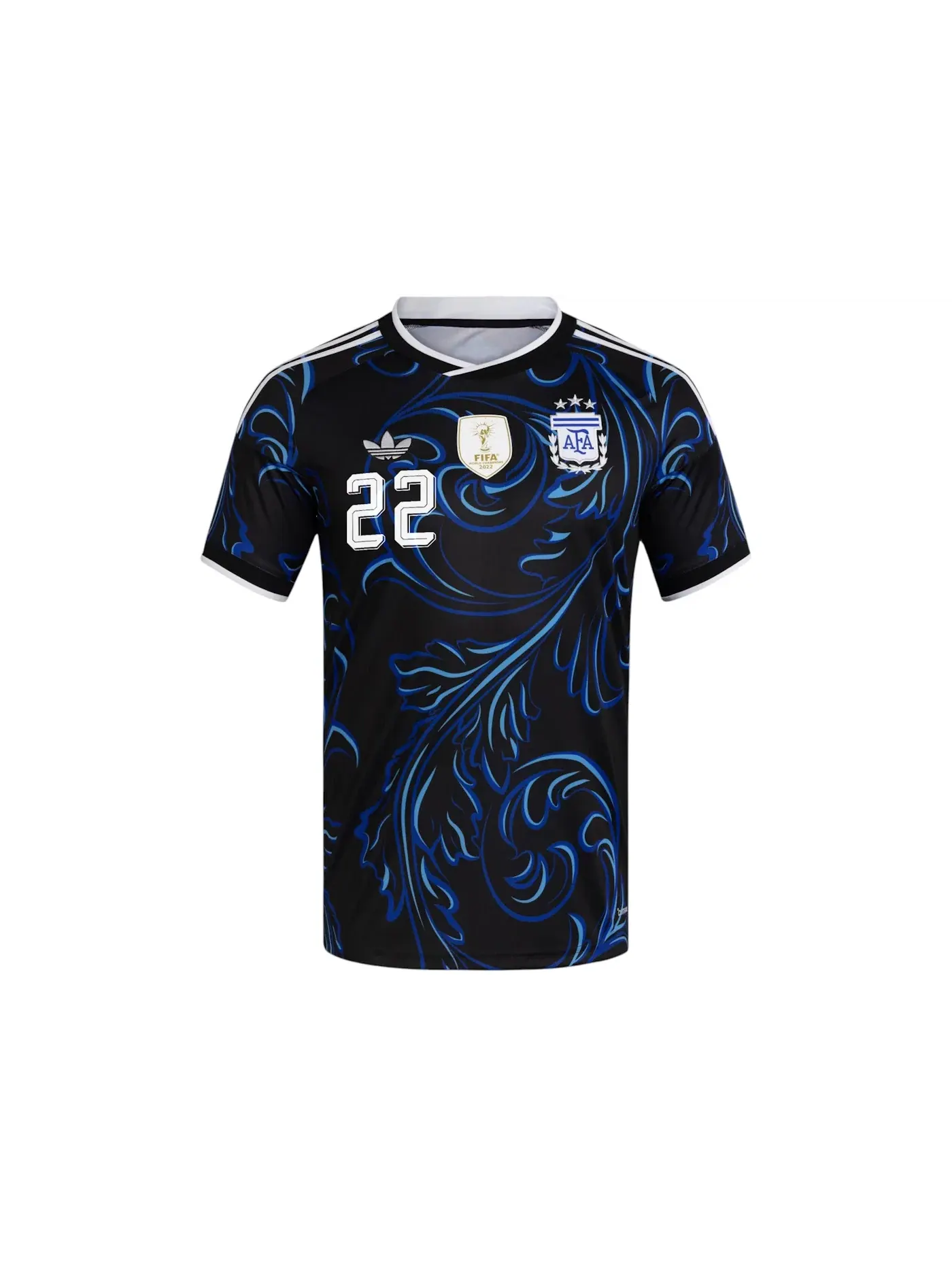 Мужская футбольная футболка с принтом Argentina 26 Away Martinez Jersey Adidas — изображение 1 из 1, черный/синий/синий