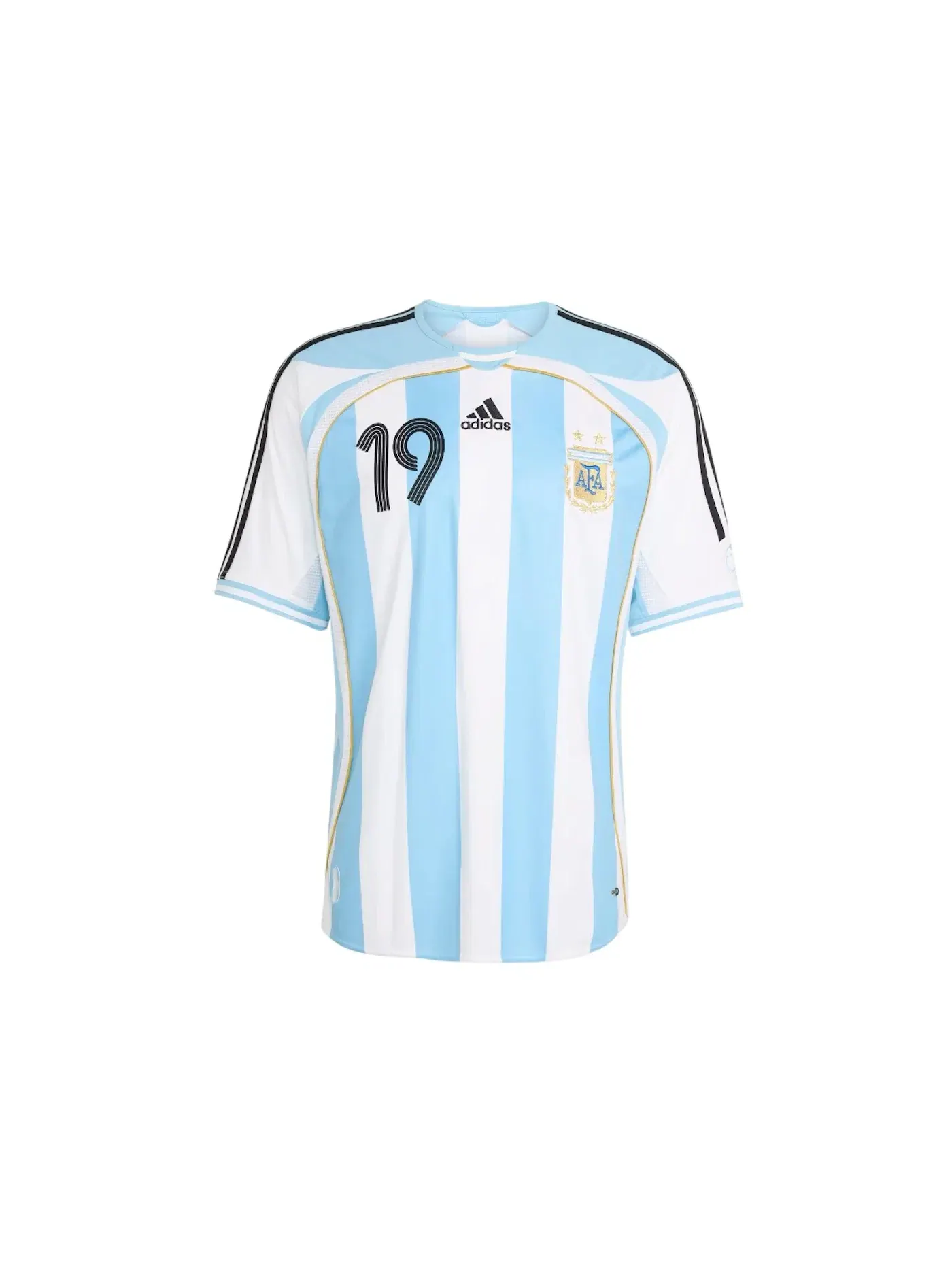 Мужская футбольная футболка с принтом Argentina Home 2006 Messi Jersey Adidas — изображение 1 из 2, белый прозрачный синий