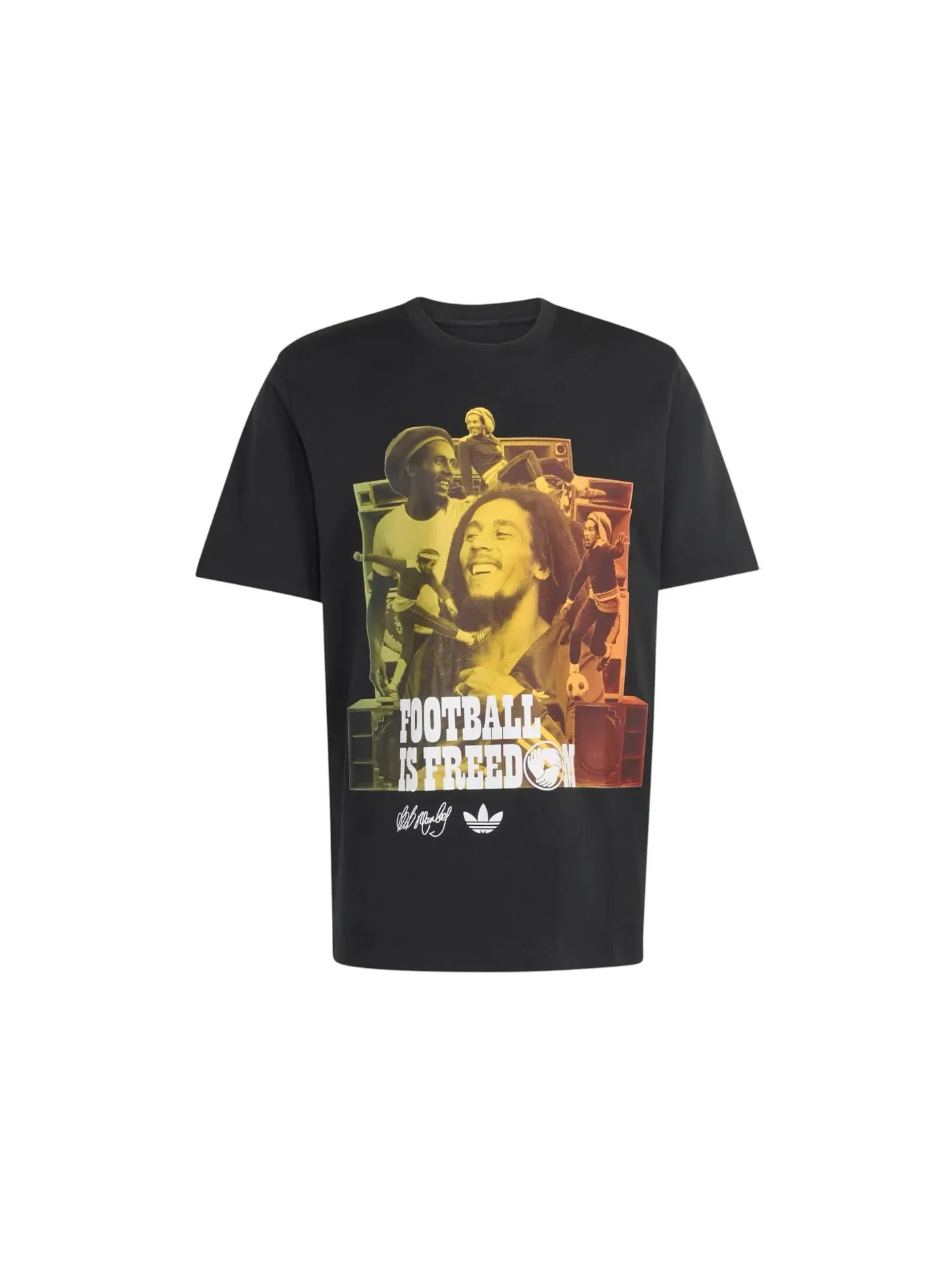 Мужская футболка с принтом Bob Marley Adidas — изображение 1 из 1, черный