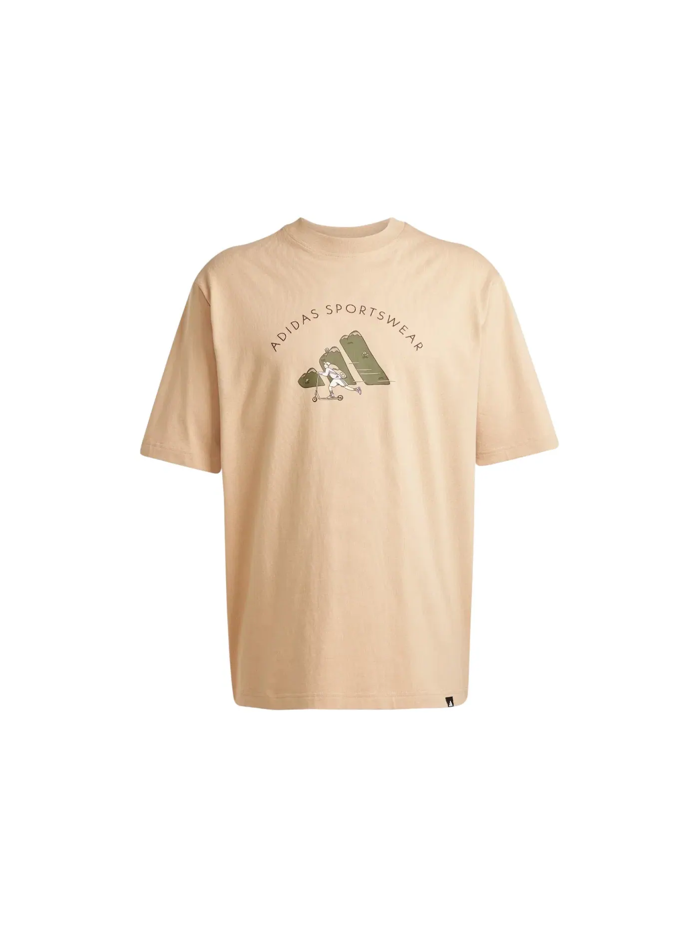 Мужская футболка с принтом Codes Doodle Scooter Graphic Tee Adidas, Warm Sandstone — изображение 1 из 1