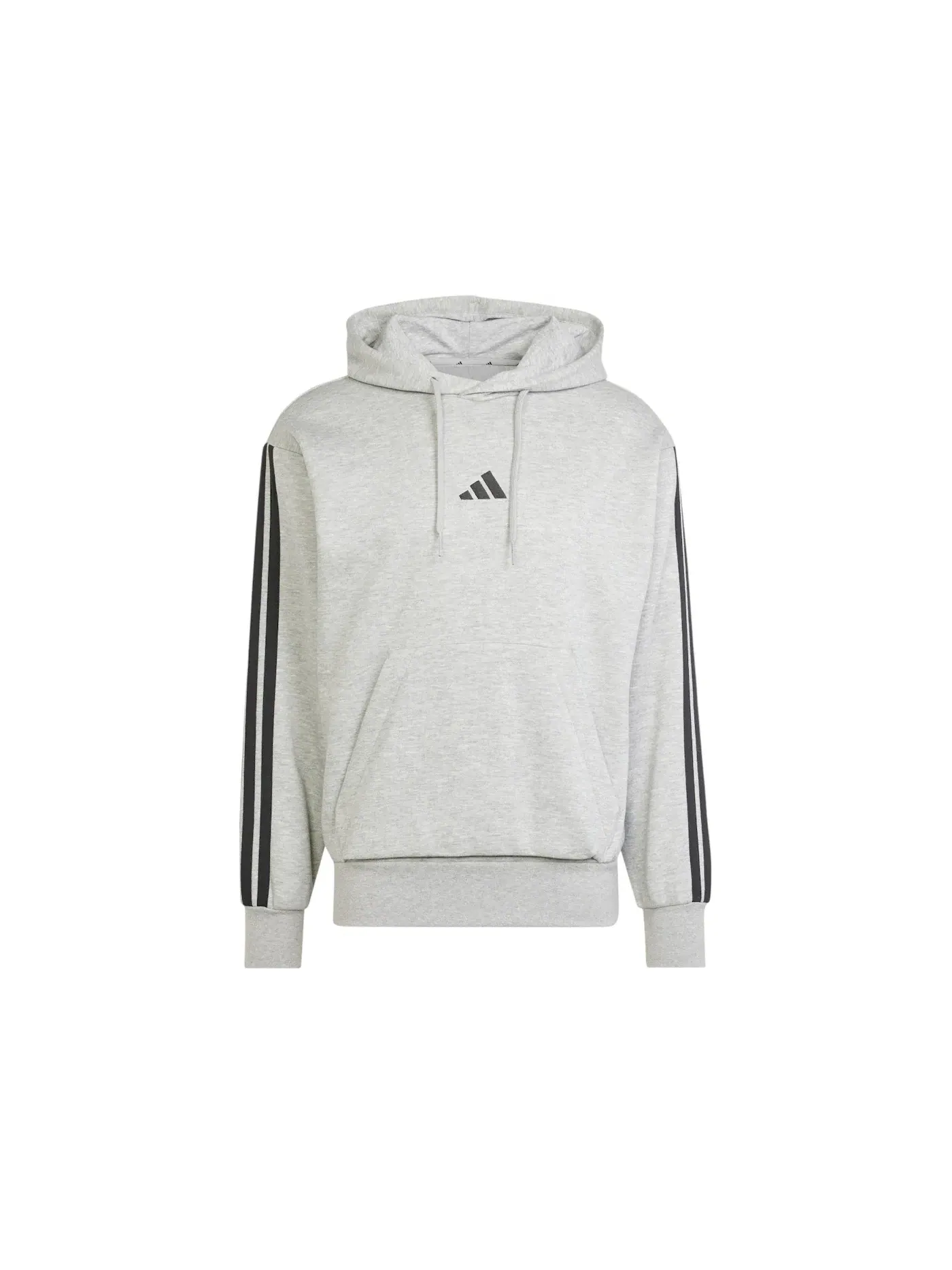 Мужская худи с флисом Adidas Essentials 3-Stripes Fleece Hoodie — изображение 1 из 1, серый черный