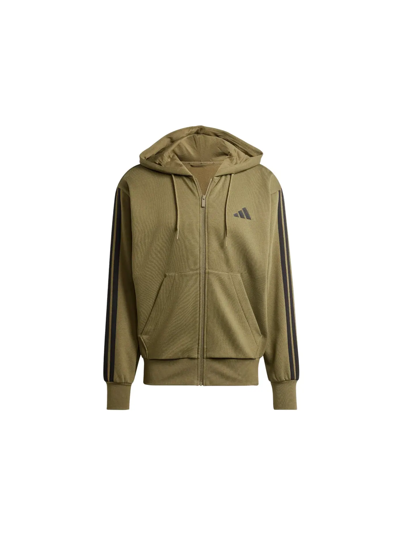 Мужская худи с флисом 3-Stripes Adidas — изображение 1 из 1, оливковый черный