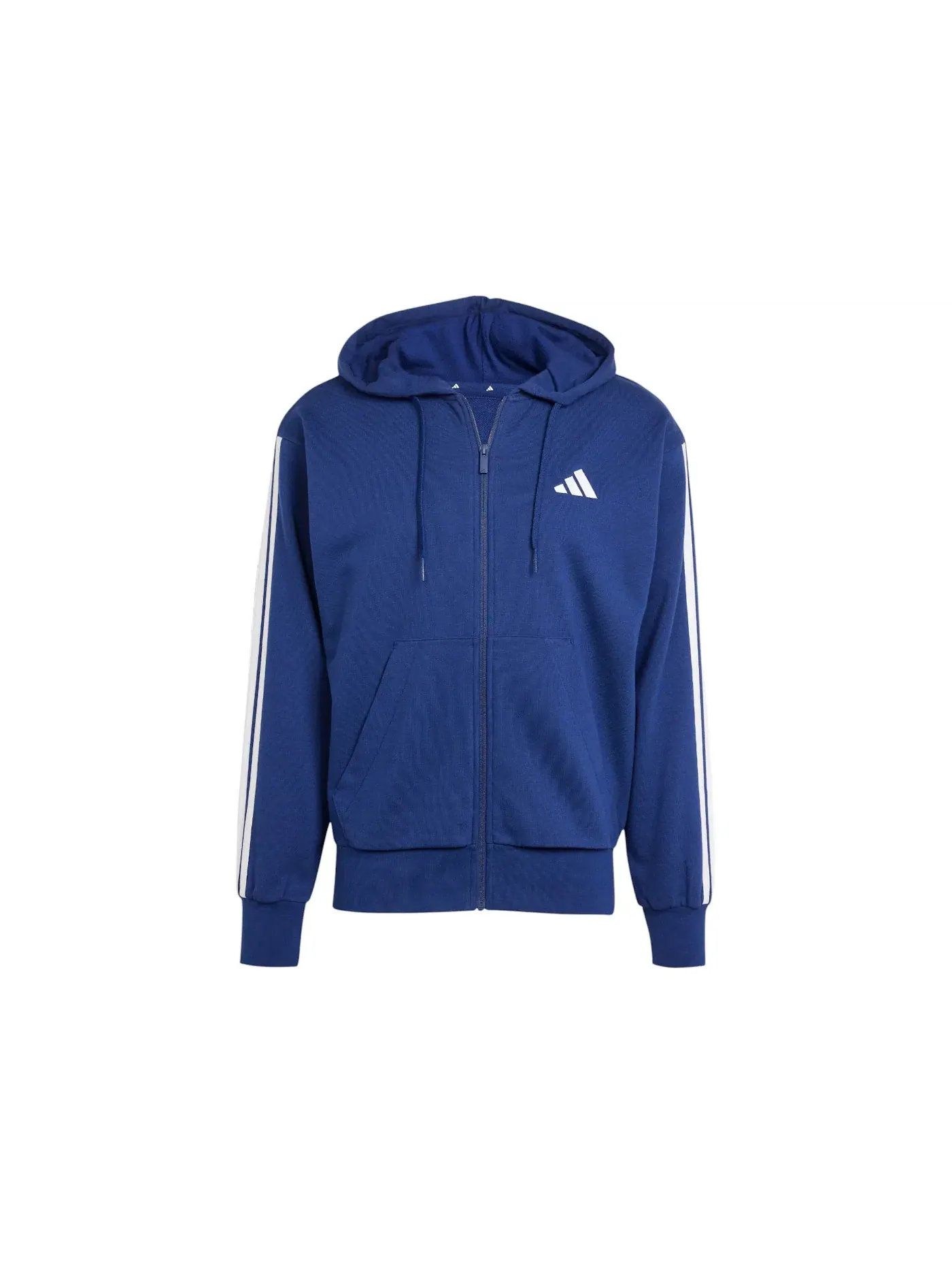 Мужская худи на молнии с принтом Adidas Essentials 3-Stripes French Terry Full-Zip Hoodie — изображение 1 из 1