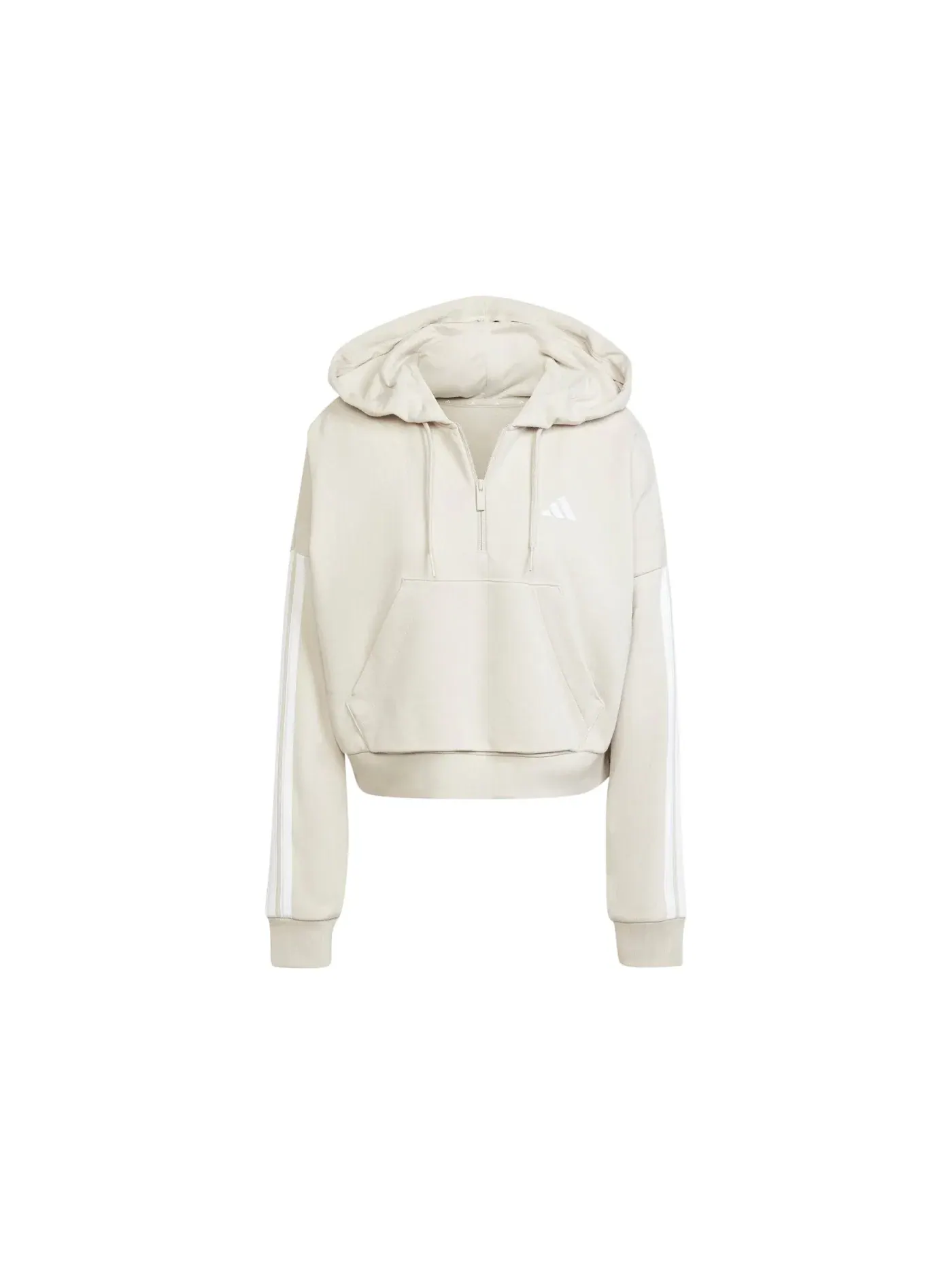 Женская худи с длинным рукавом Essentials 3-Stripes French Terry Quarter-Zip Hoodie Adidas — изображение 1 из 1, белый