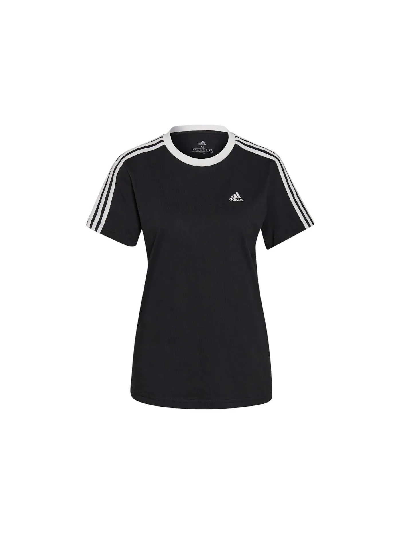 Женская футболка с длинным рукавом Adidas Essentials 3-Stripes T-Shirt — изображение 1 из 1, черный/белый