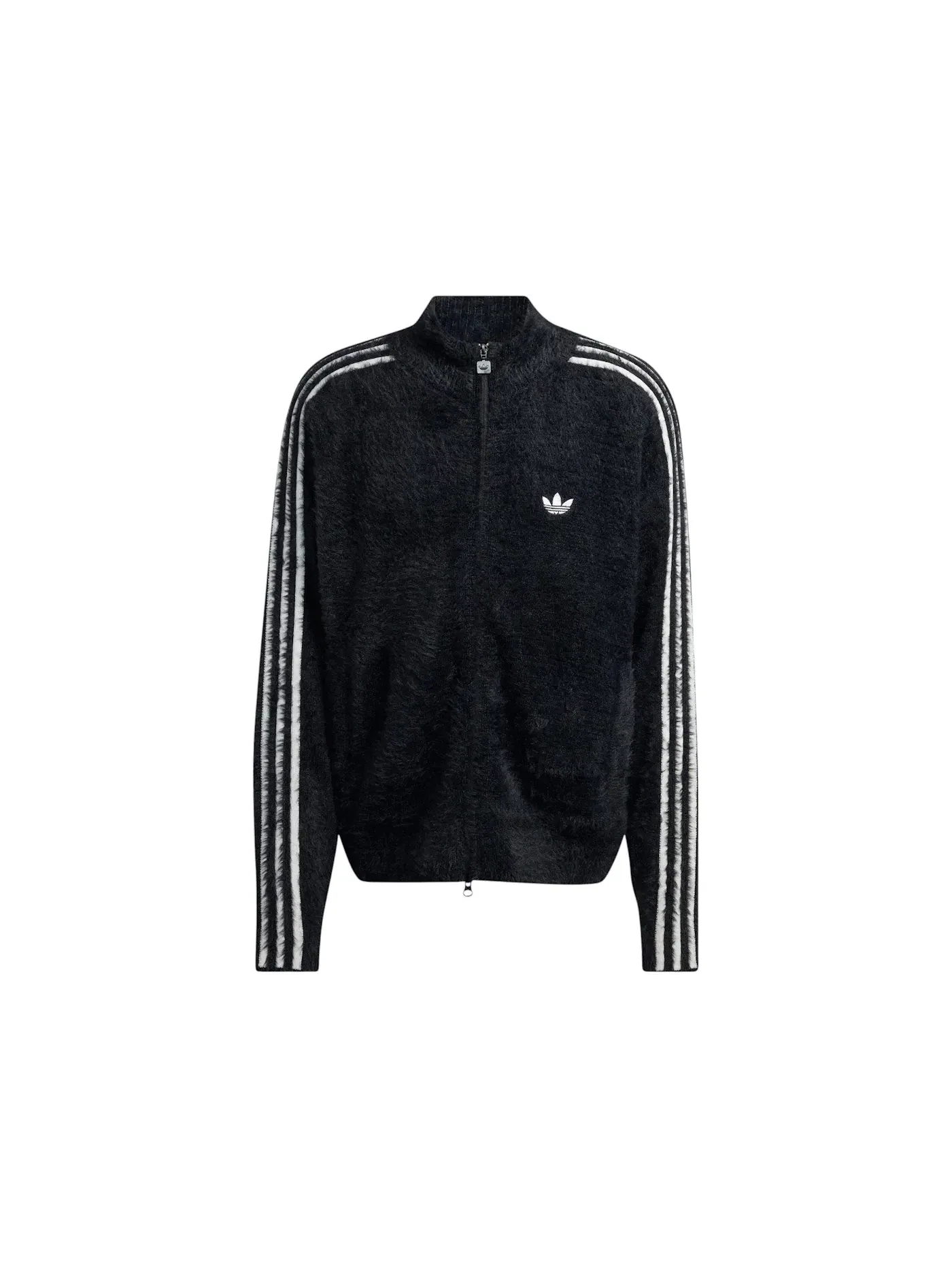 Мужская куртка с воротником-стойкой Faux Mohair Classic Tracktop Adidas — изображение 1 из 1, черный белый