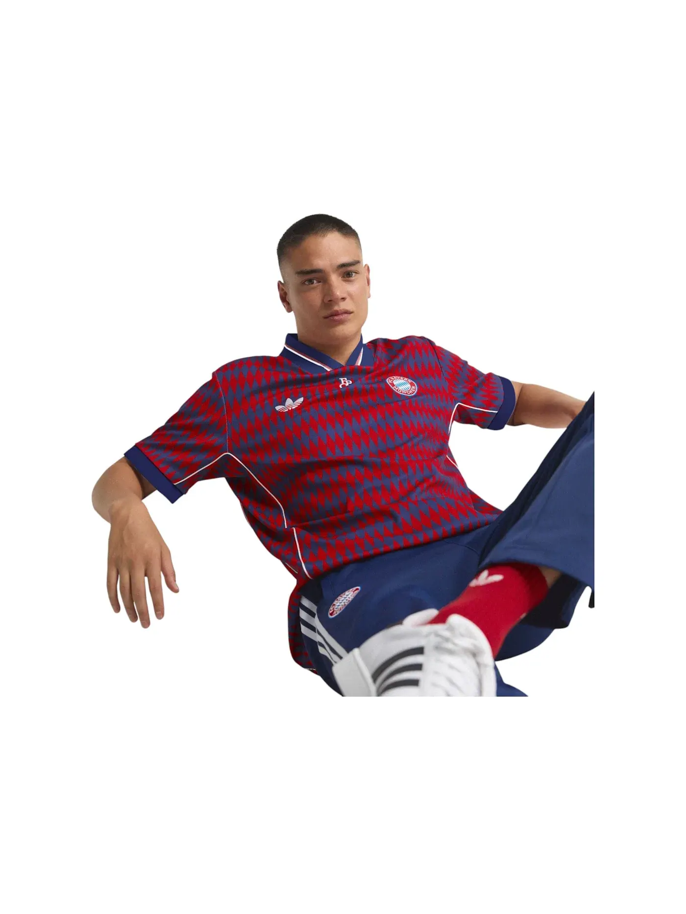 Мужская футбольная джерси с длинным рукавом Jersey Adidas — изображение 1 из 1, красный темный синий
