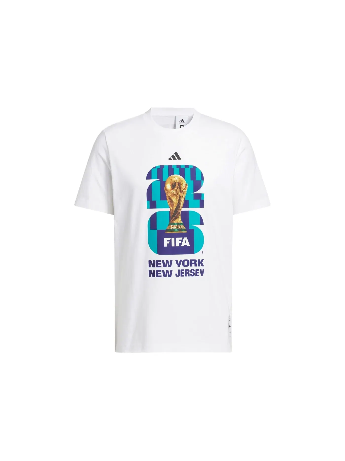 Мужская футболка с принтом Adidas FIFA World Cup 26 Host City New York New Jersey Graphic T-Shirt — изображение 1 из 1, белый