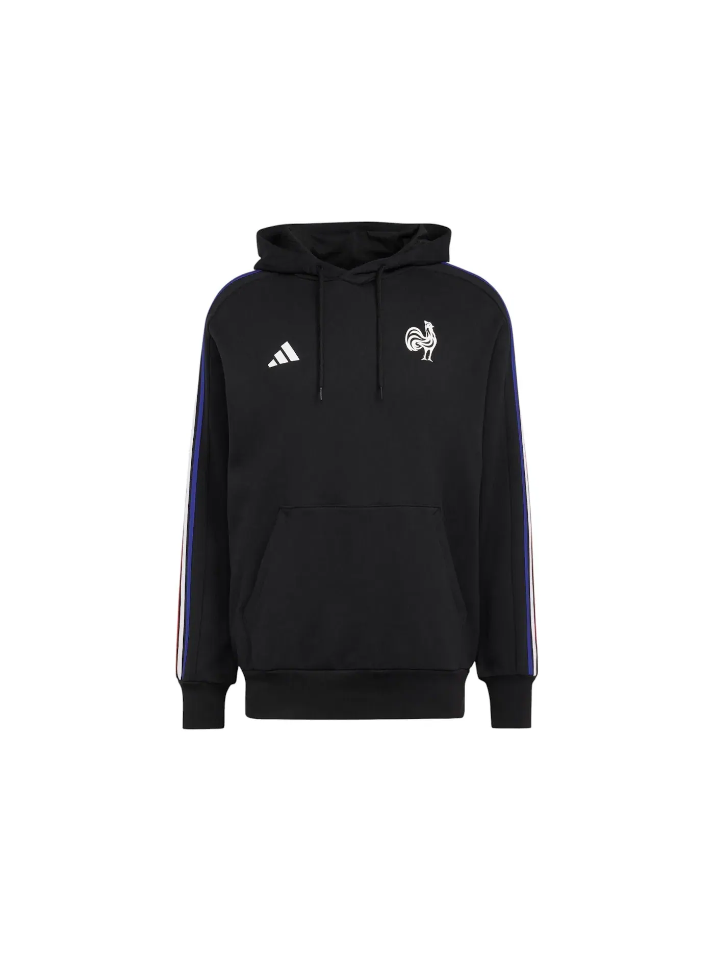 Мужская худи с полосками Adidas Originals France Essentials 3-Stripes Hoodie — изображение 1 из 1, черный