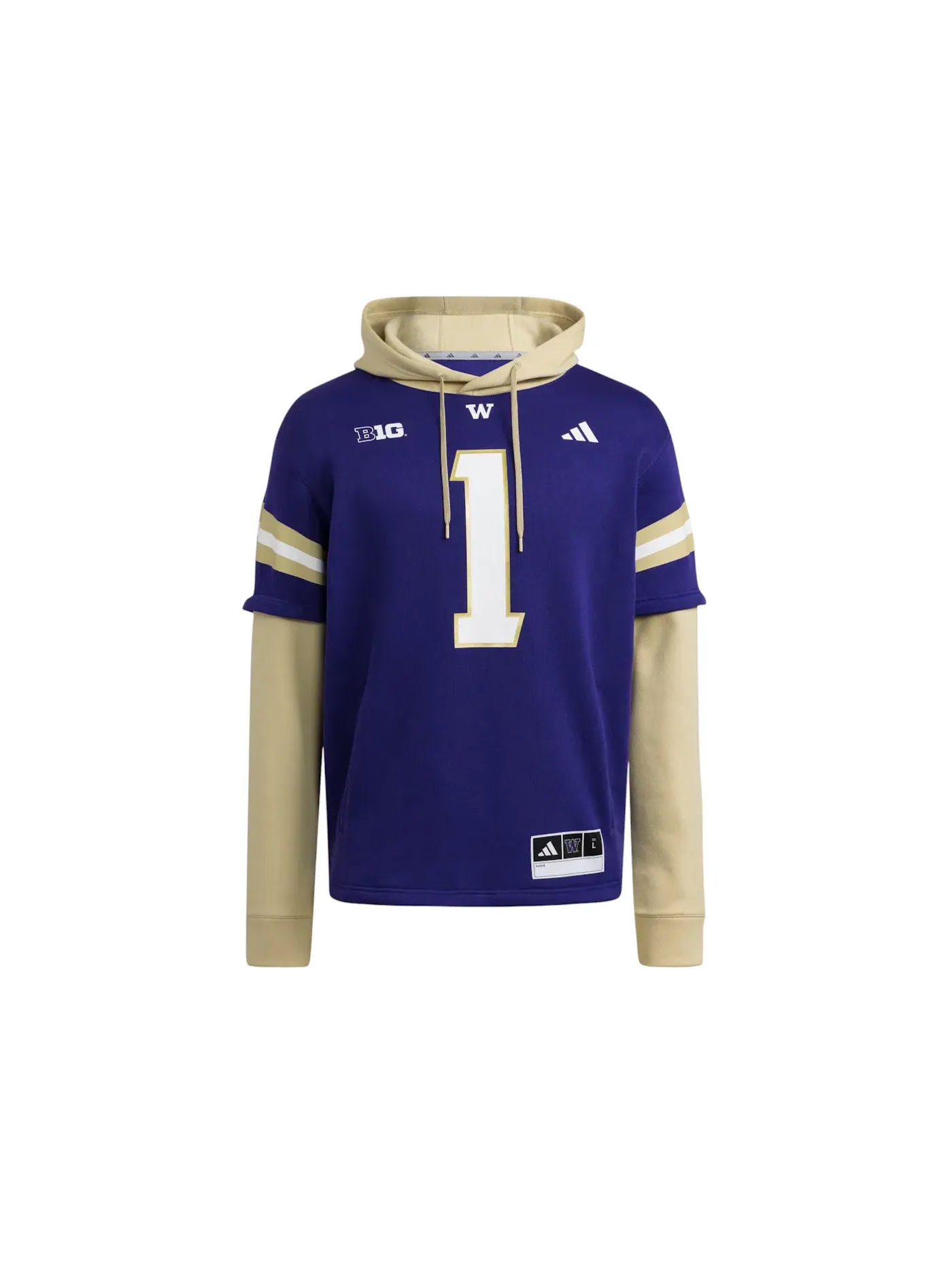Мужская джерси-худи с принтом Huskies Jersey Hoodie Washington Team College Purple White Team Sand Adidas
