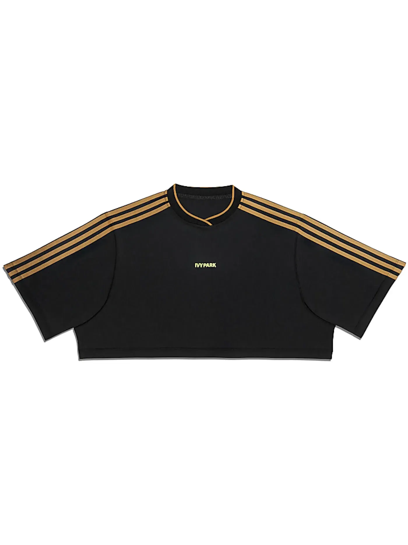 Женская футболка с принтом Ivy Park 3-Stripes Crop Tee Adidas — изображение 1 из 2, черный