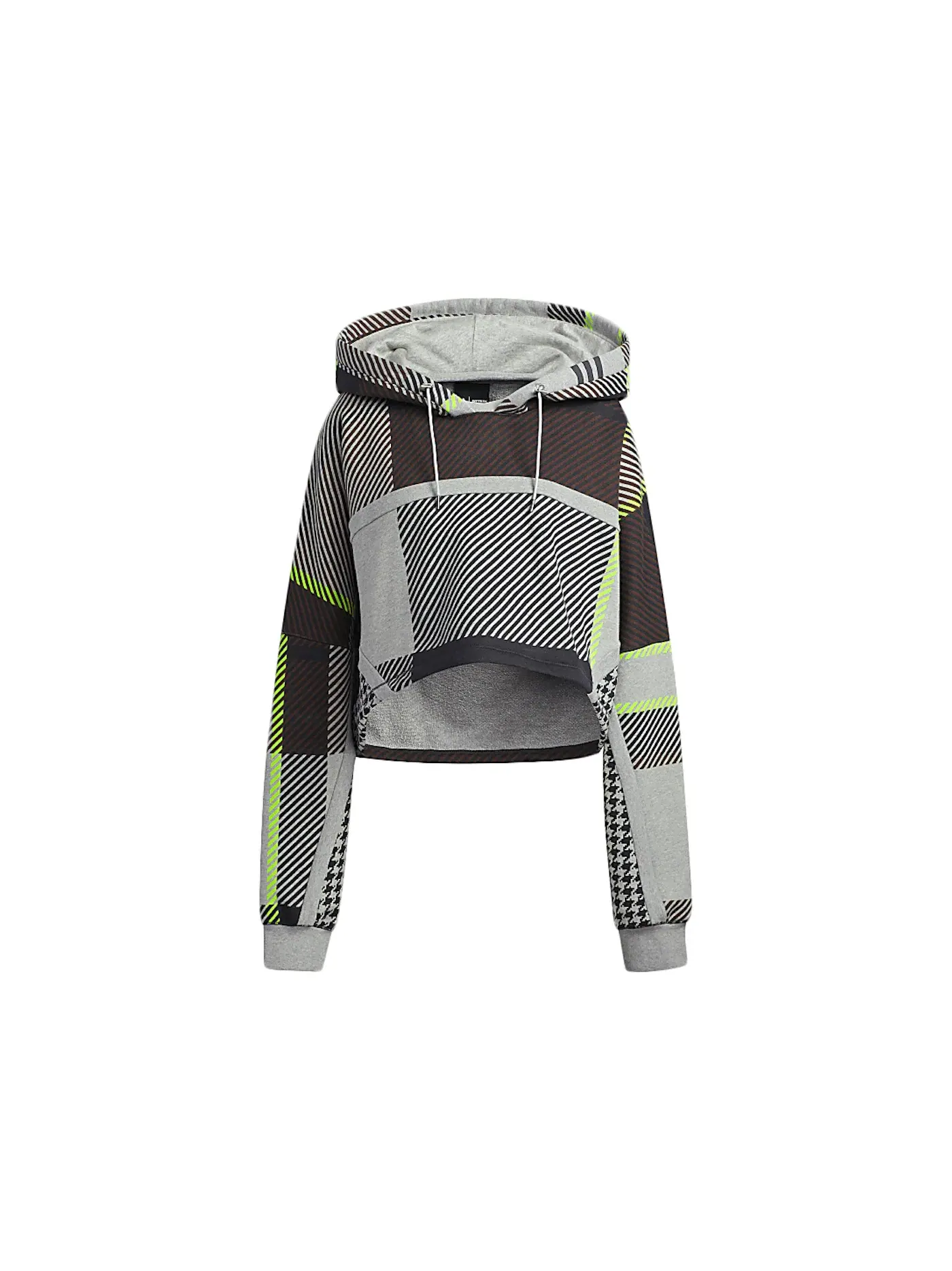 Женский укороченный худи с принтом Allover Print Cropped Hoodie Adidas — изображение 1 из 2, серый/черный/коричневый
