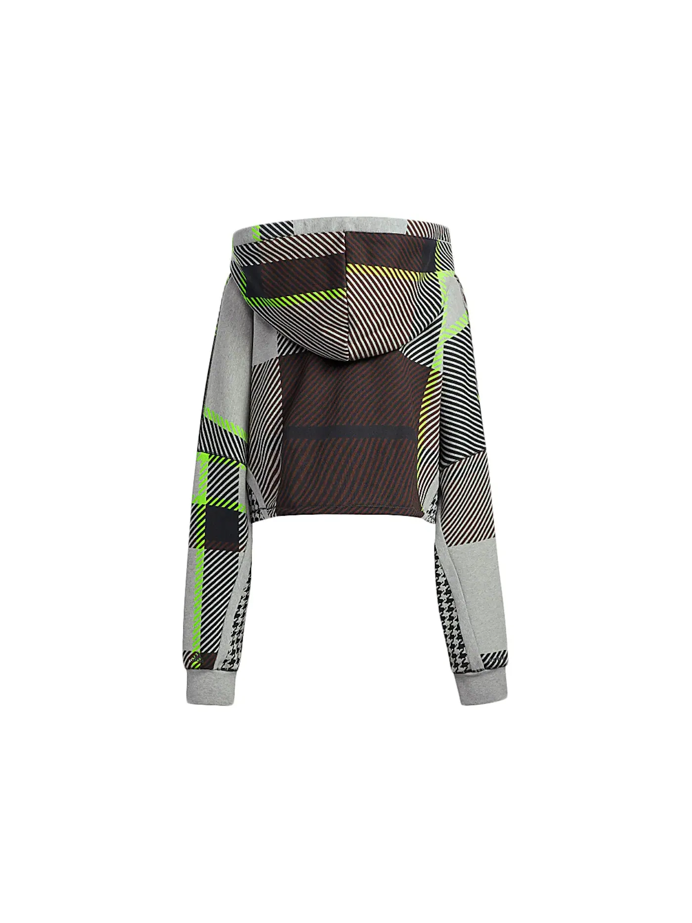 Женский укороченный худи с принтом Allover Print Cropped Hoodie Adidas — изображение 2 из 2, серый/черный/коричневый
