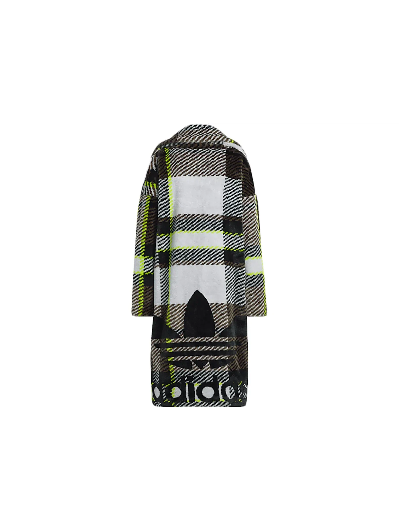 Унисекс куртка из искусственного меха с принтом Plaid Faux Fur Jacket Adidas — изображение 1 из 2