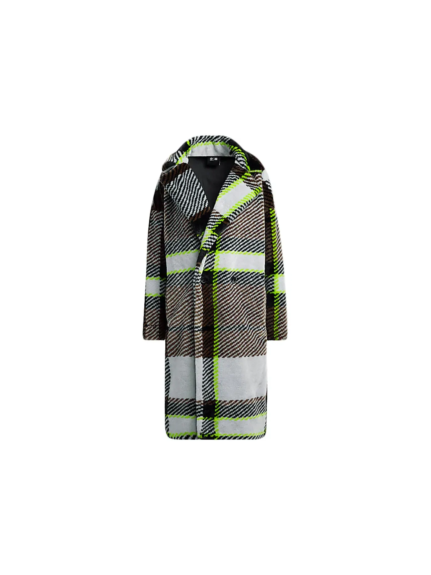 Унисекс куртка из искусственного меха с принтом Plaid Faux Fur Jacket Adidas — изображение 2 из 2