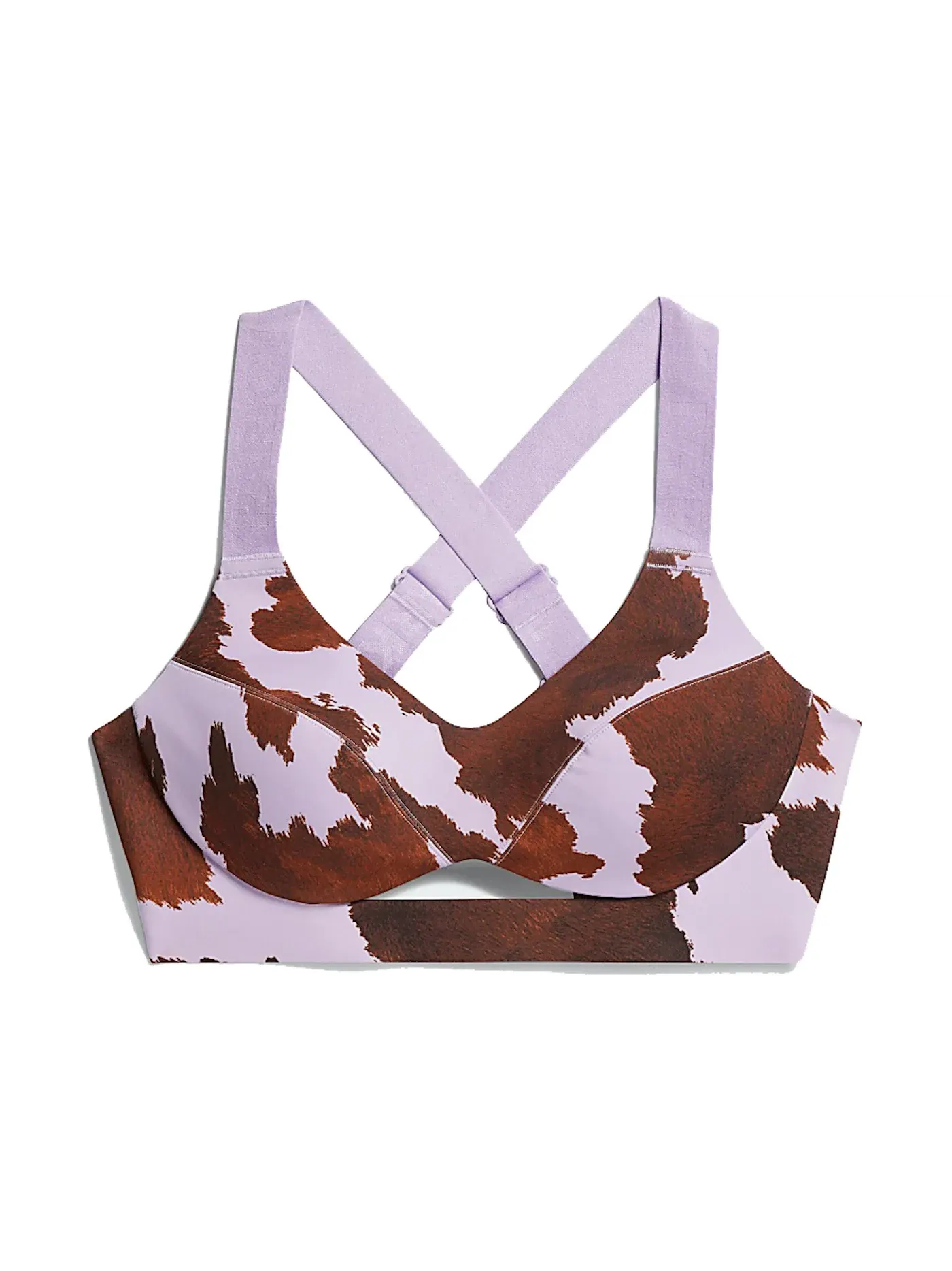 Женский бюстгальтер с принтом Cow-Print Cutout Bra Adidas — изображение 1 из 2, фиолетовый