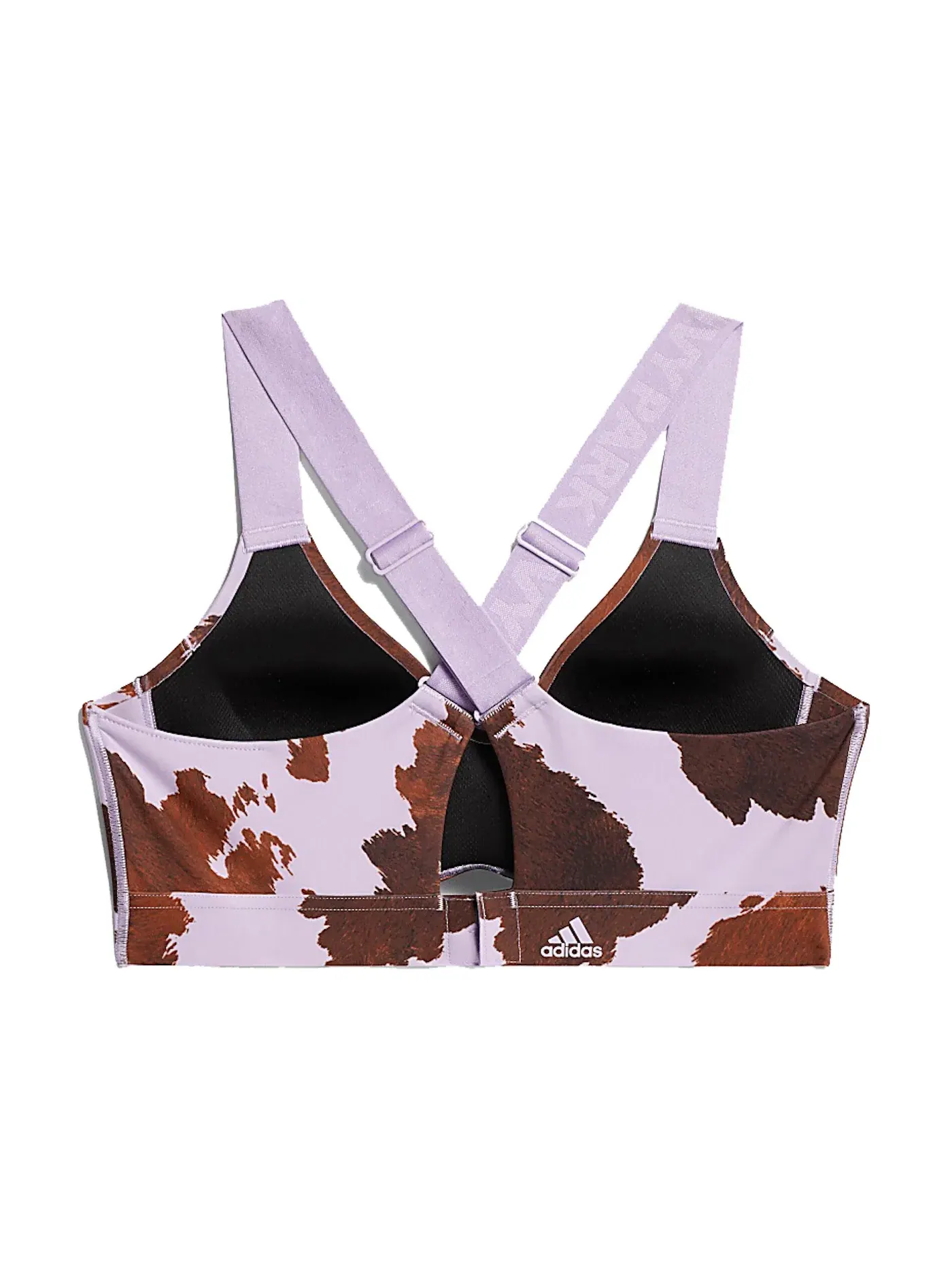 Женский бюстгальтер с принтом Cow-Print Cutout Bra Adidas — изображение 2 из 2, фиолетовый