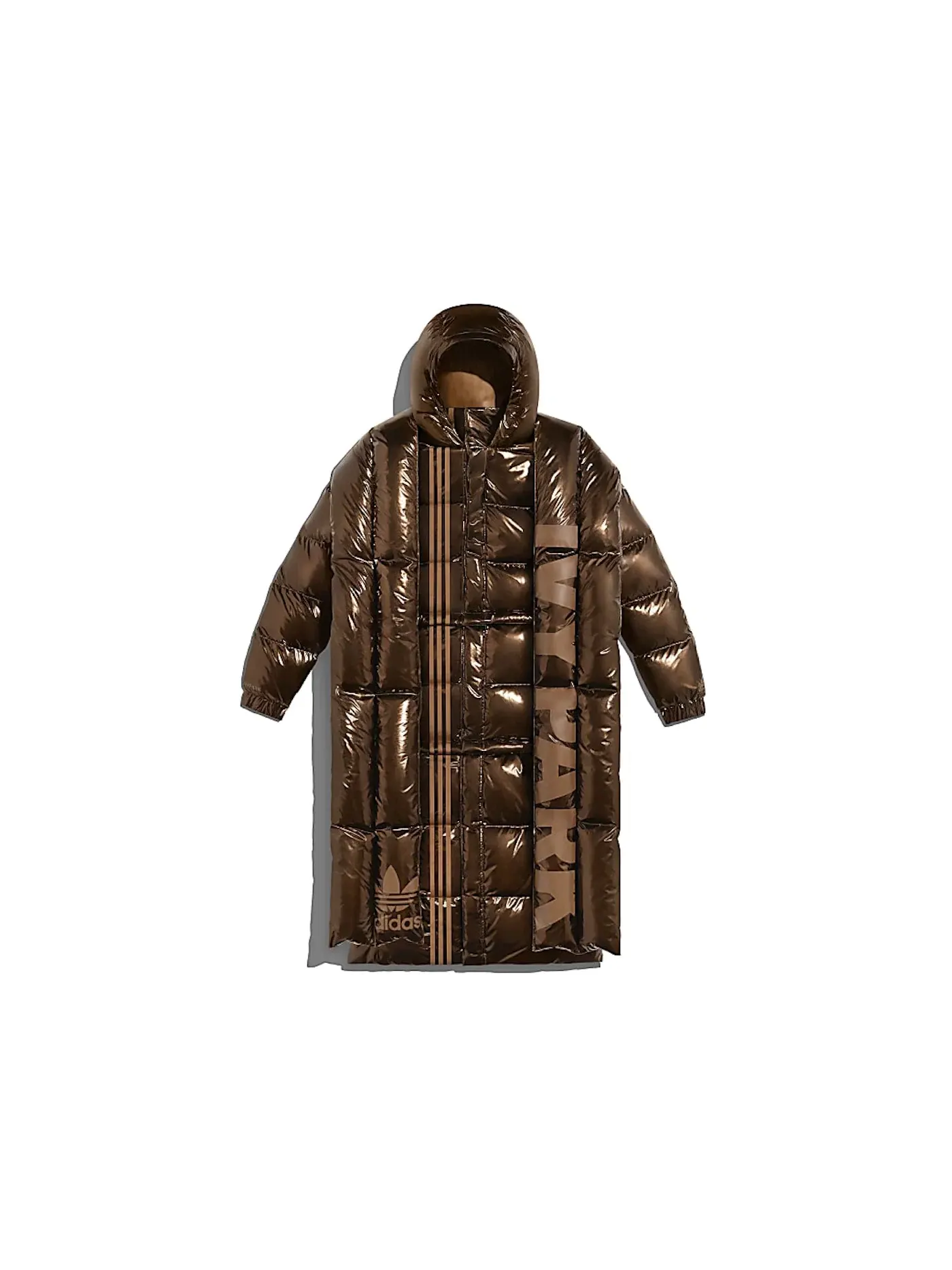 Унисекс пуховик с металлическим эффектом Adidas Ivy Park Metallic Puffer Jacket — изображение 1 из 2, коричневый