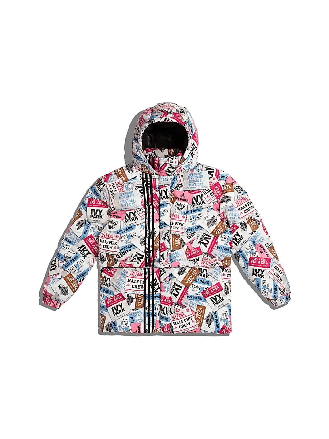 Унисекс пуховик с принтом Adidas Ivy Park Ski Tag Puffer Jacket — изображение 1 из 2, мульти