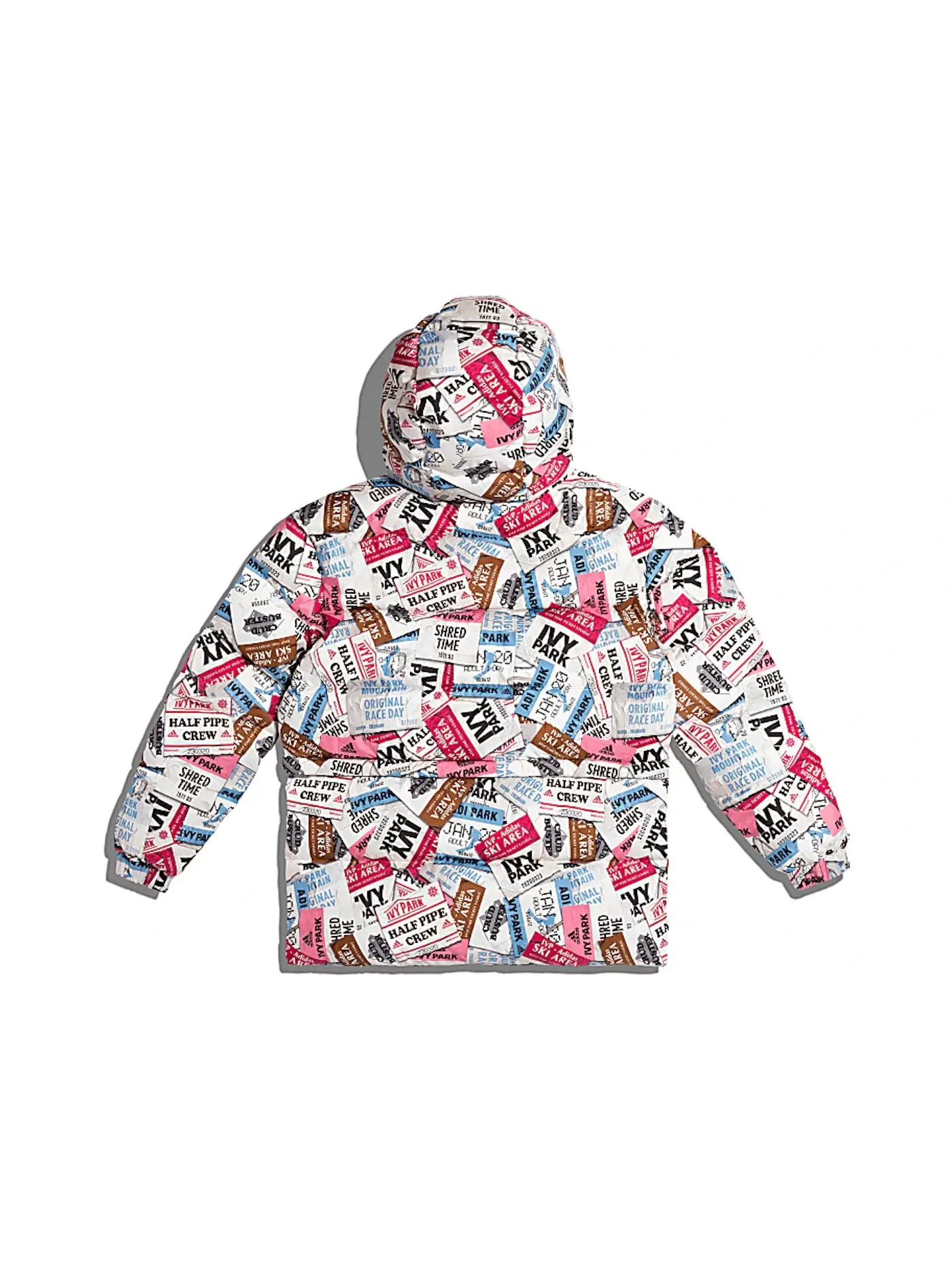 Унисекс пуховик с принтом Adidas Ivy Park Ski Tag Puffer Jacket — изображение 2 из 2, мульти