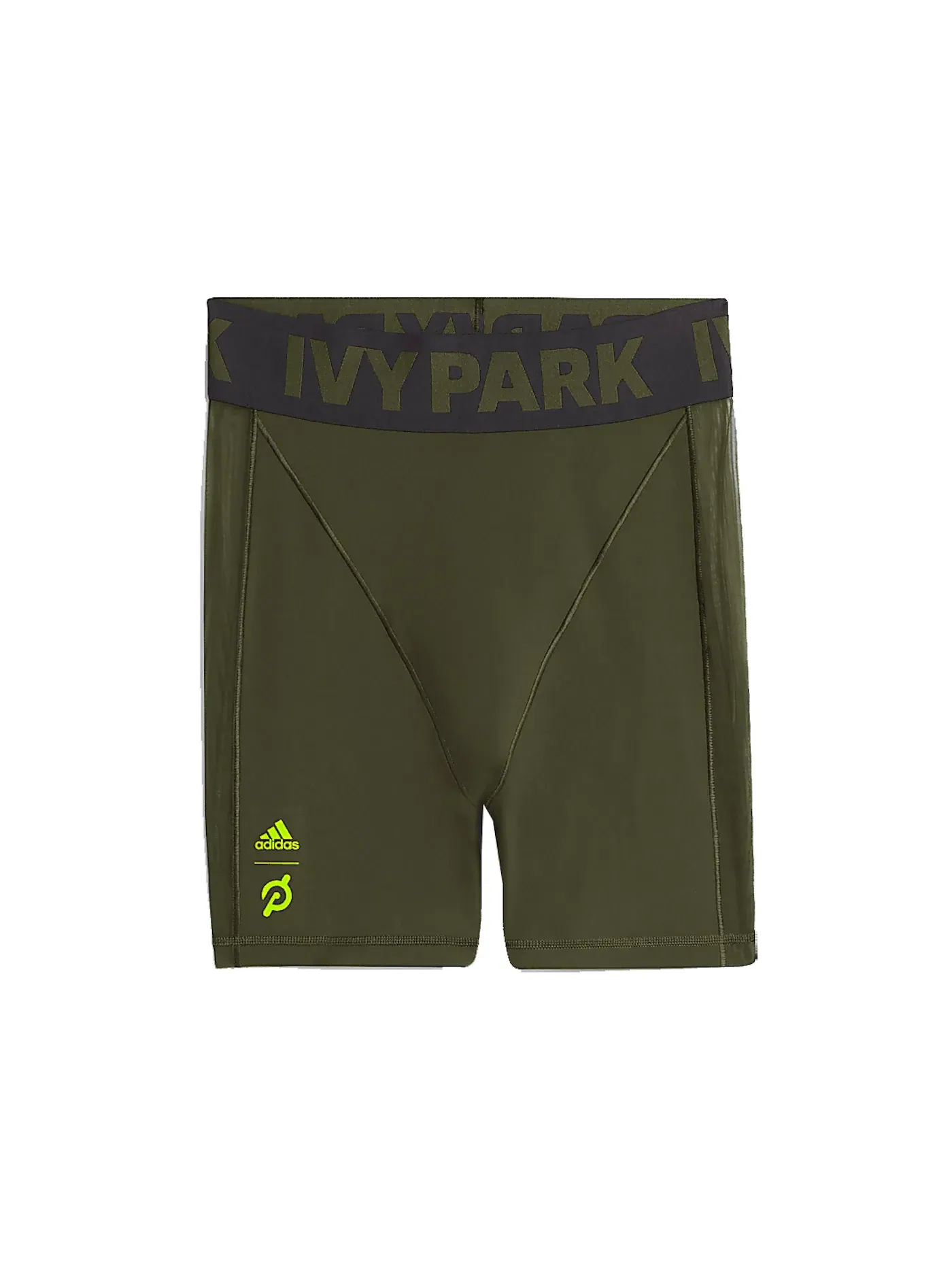 Женские шорты для велоспорта с принтом Ivy Park x Peloton Adidas — изображение 1 из 1, оливковый/черный