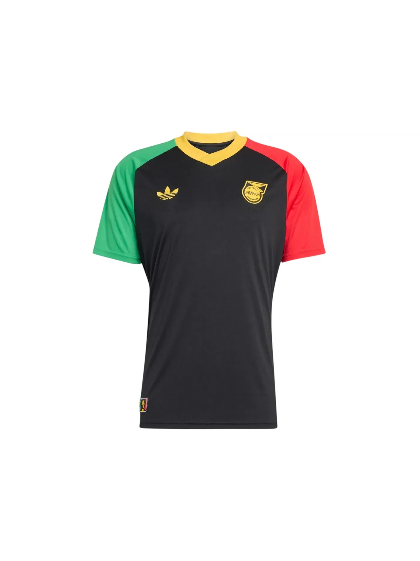 Мужская футболка с принтом Adidas Jamaica 2026 Bob Marley Away Pre Match Jersey — изображение 1 из 1, черный