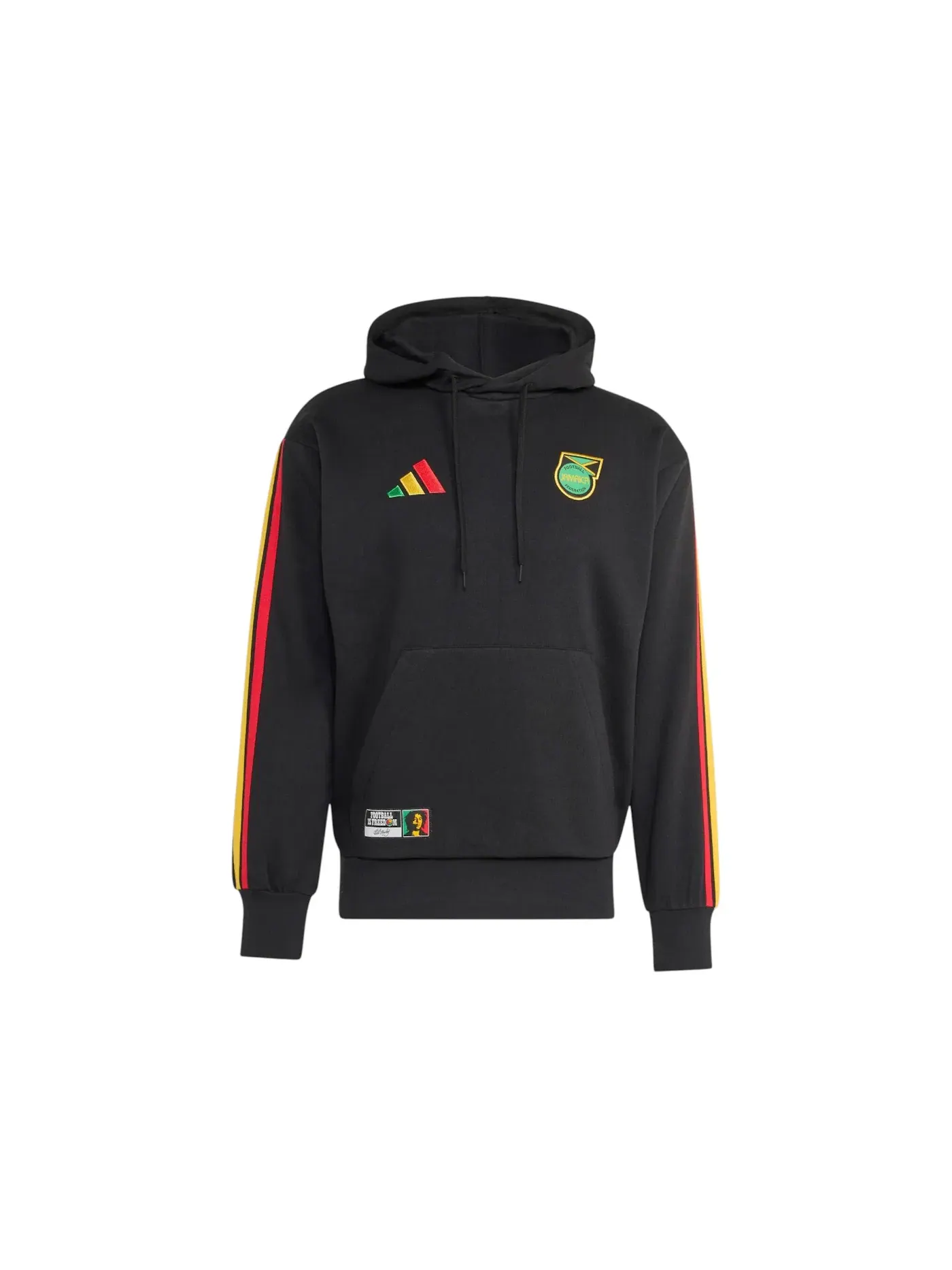 Мужская худи с принтом Jamaica Bob Marley DNA Fleece Adidas — изображение 1 из 1, черный