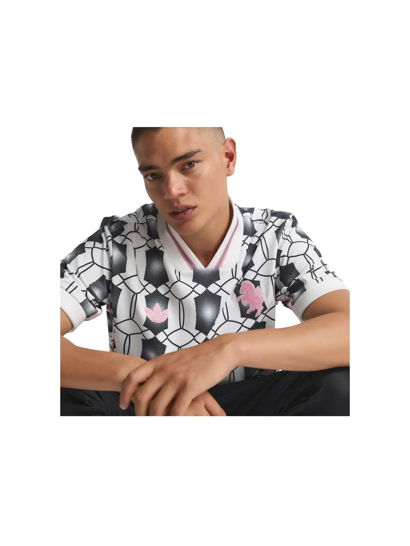 Мужская футбольная футболка с длинным рукавом Jersey Adidas — изображение 1 из 1, белый черный