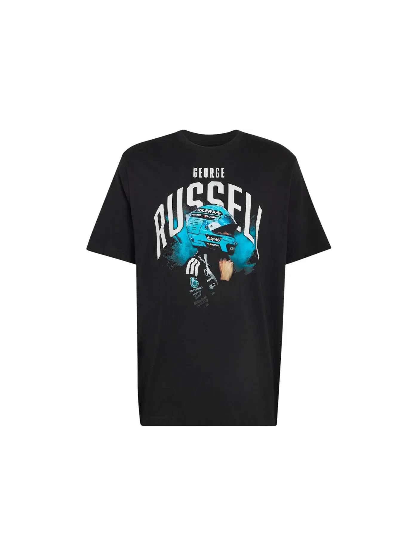 Мужская футболка с принтом Mercedes AMG Petronas Formula 1 Team George Russell Tee Adidas — изображение 1 из 1, черный