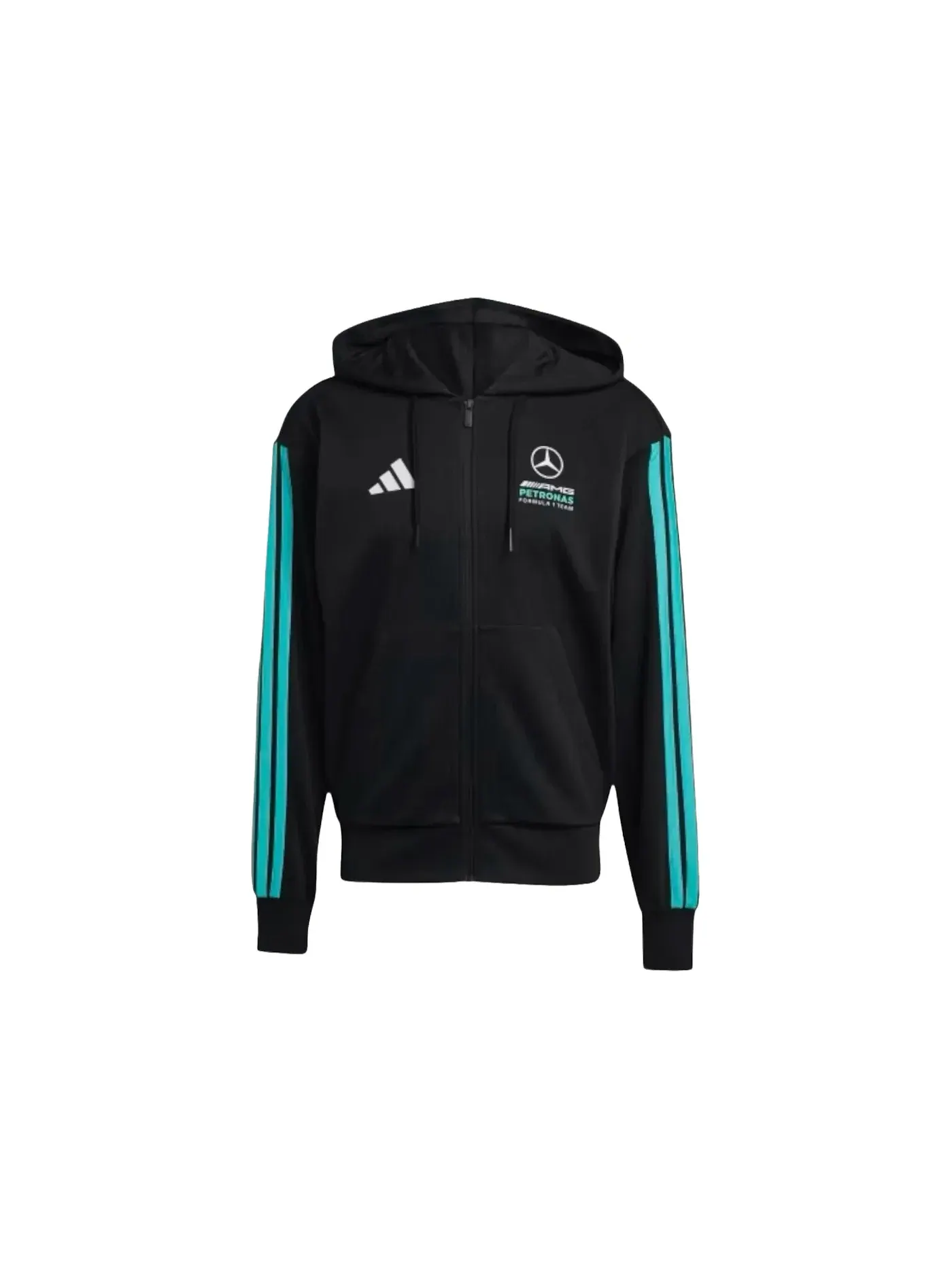 Мужская худи с принтом Mercedes AMG Petronas Formula 1 Team DNA Full Zip Hoodie Adidas — изображение 1 из 1, черный