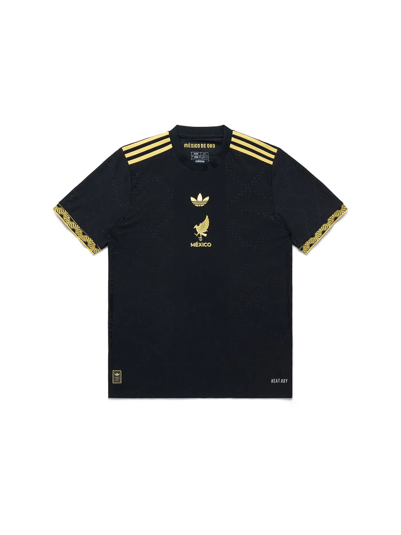 Мужская футбольная футболка с золотыми акцентами Jersey Adidas — изображение 1 из 5, черный