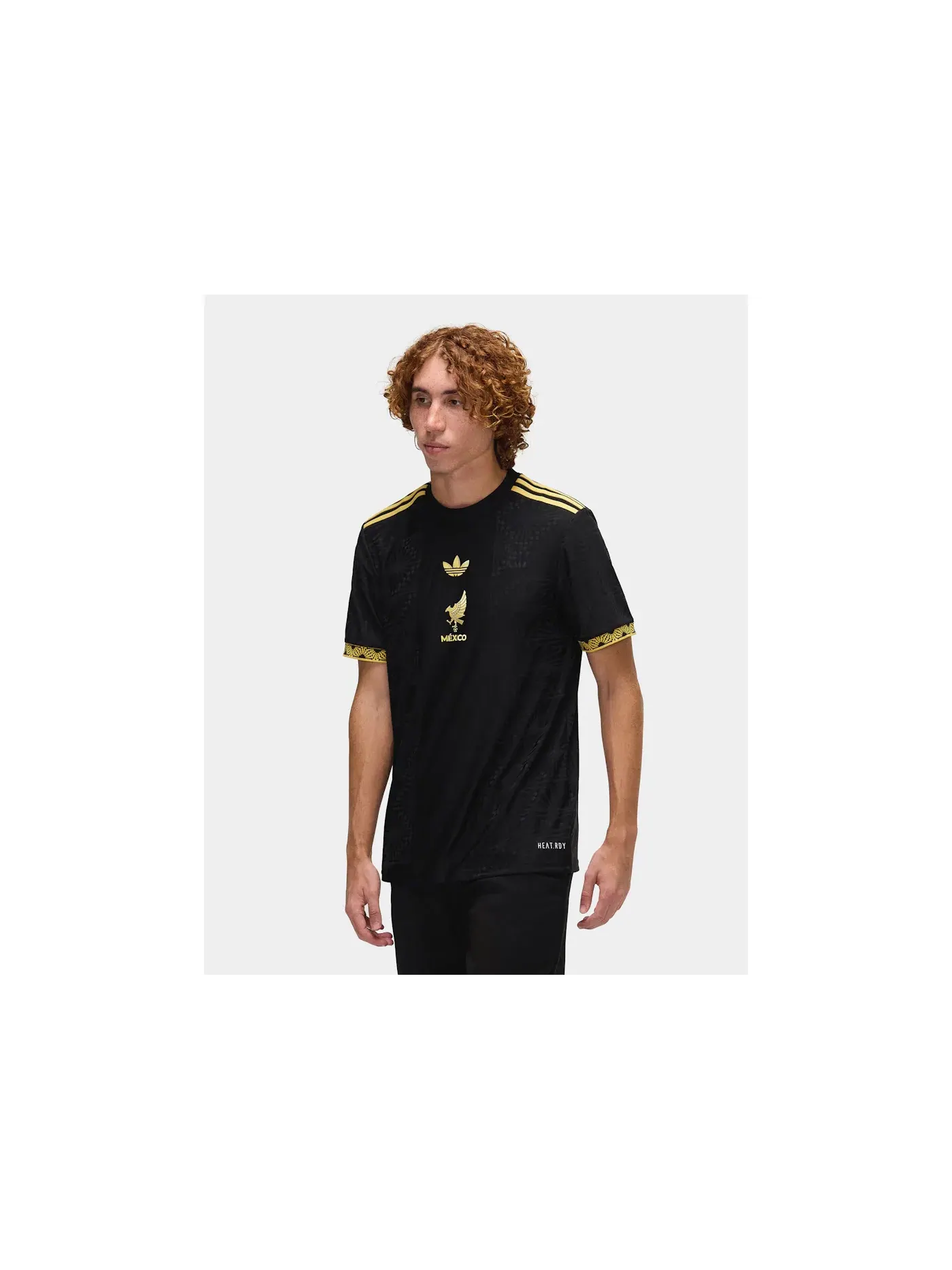 Мужская футбольная футболка с золотыми акцентами Jersey Adidas — изображение 3 из 5, черный