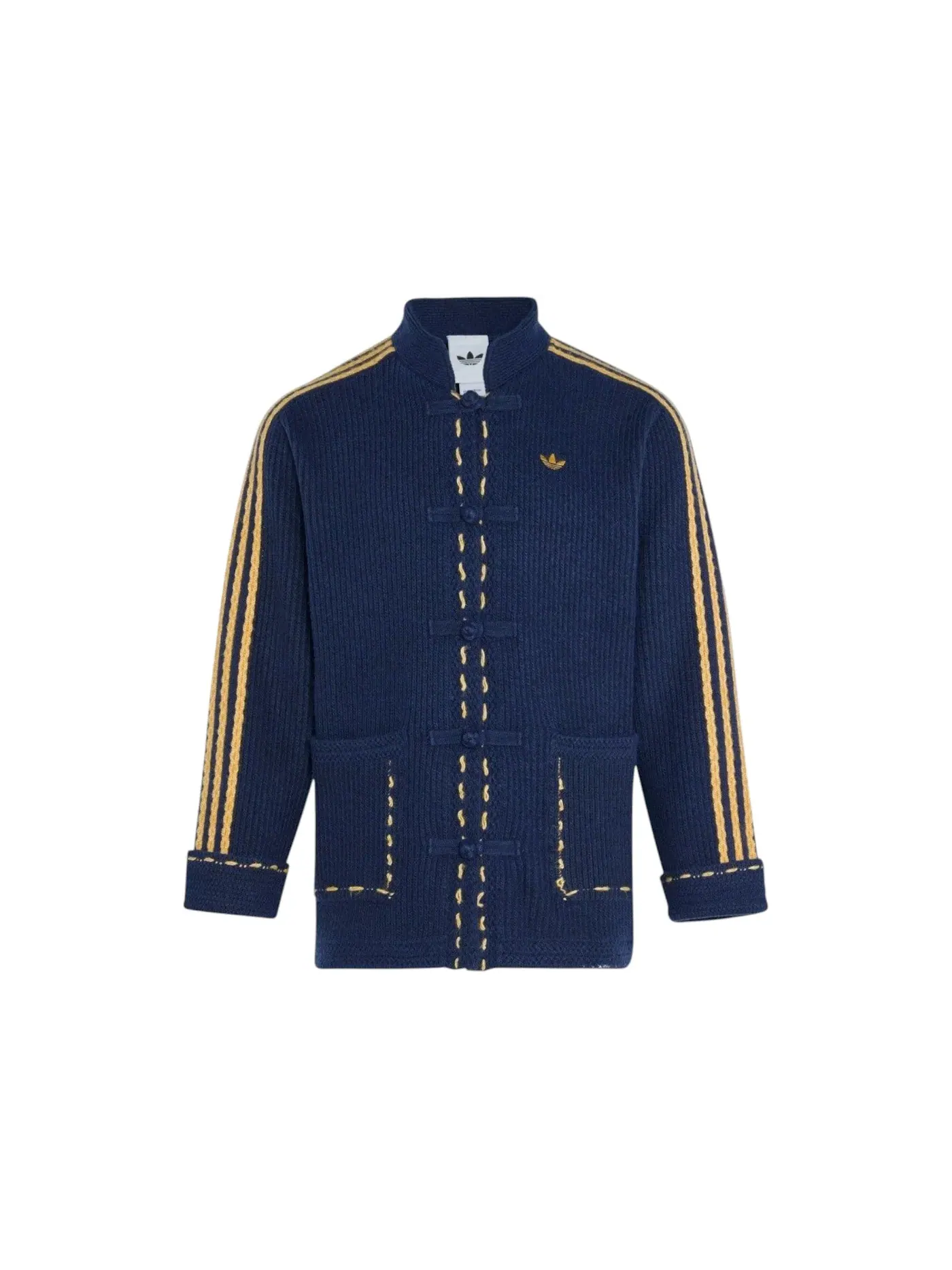 Мужская куртка из трикотажа с принтом Adidas New Year Knit Jacket (Asia Sizing) — изображение 1 из 2, темно-синий