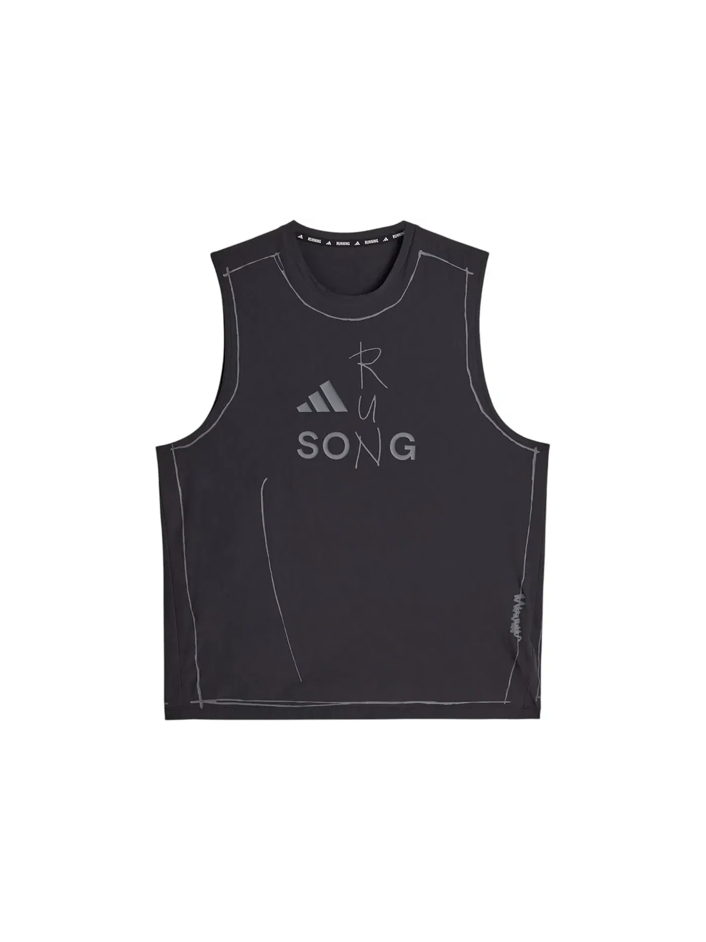 Мужская майка-борцовка с принтом Original Song For The Mute Running Tank Top Adidas — изображение 1 из 2, черный