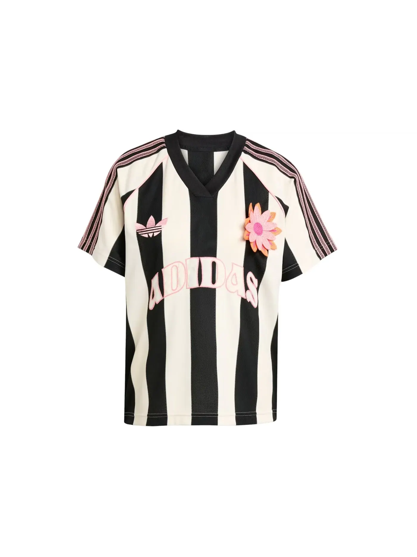 Женская футболка-джерси с широкими полосами Summer Glow Jersey Adidas — изображение 1 из 1, белый черный