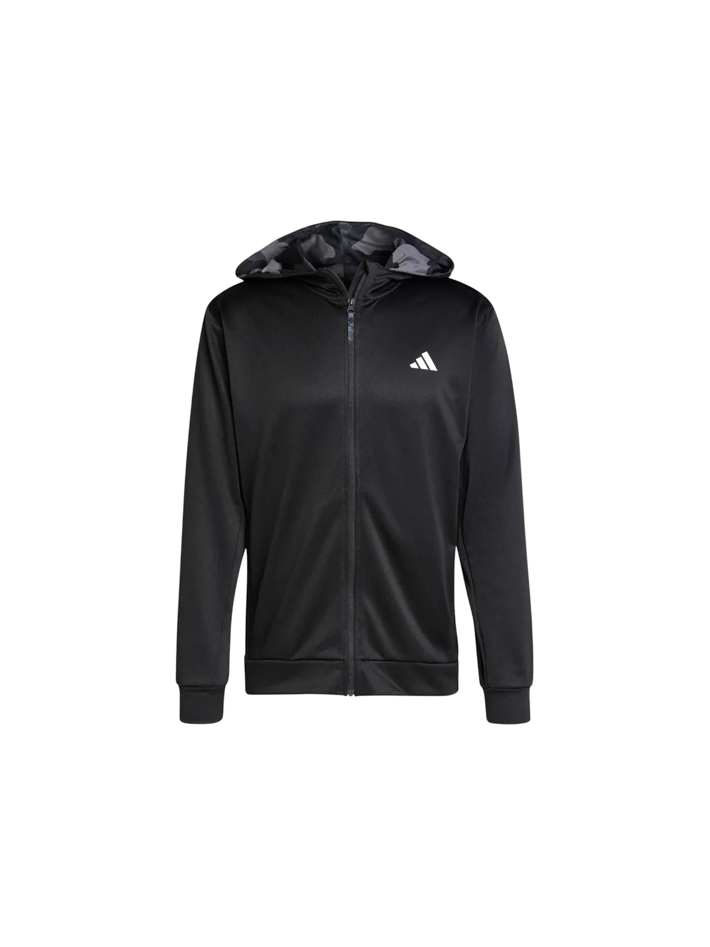 Мужская худи с полной застежкой-молнией с камуфляжным принтом Adidas — изображение 1 из 1, черный
