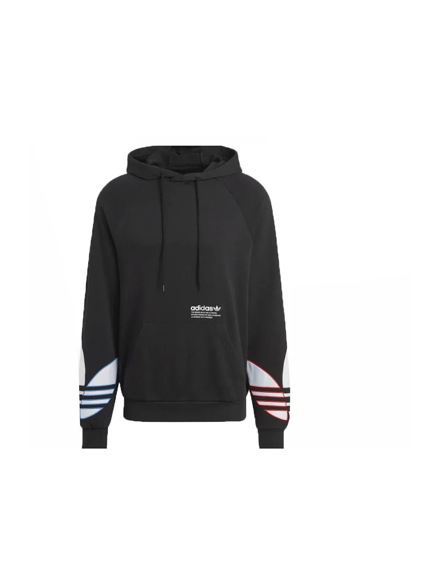 Мужской пуловер-худи с принтом Trifoil Adidas — изображение 1 из 1, черный