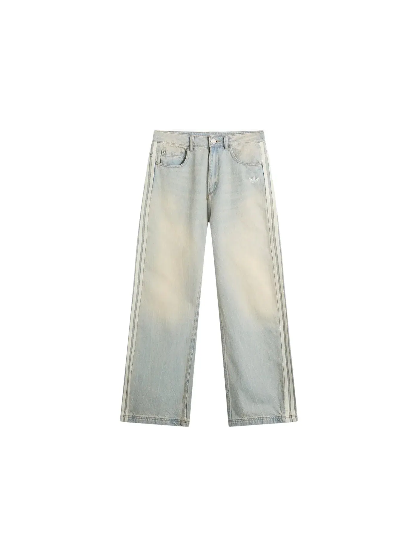 Женские джинсы с завышенной талией Jeans (Asia Sizing) Adidas — изображение 1 из 1, светлый джинсовый синий