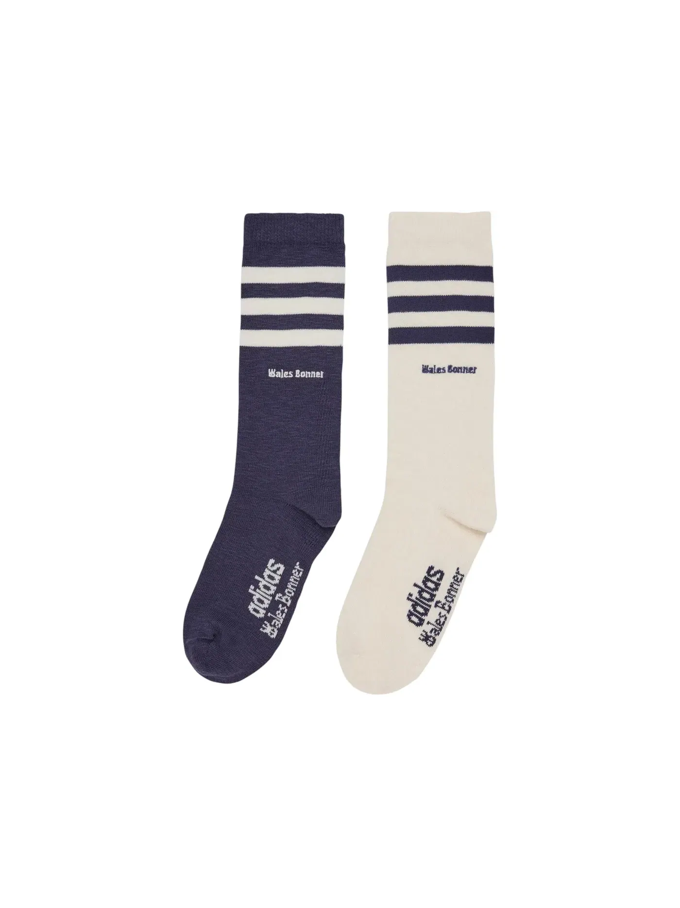 Мужские носки с тремя полосками Wales Bonner 3-Stripes Socks Adidas — изображение 1 из 1, темно-синий белый